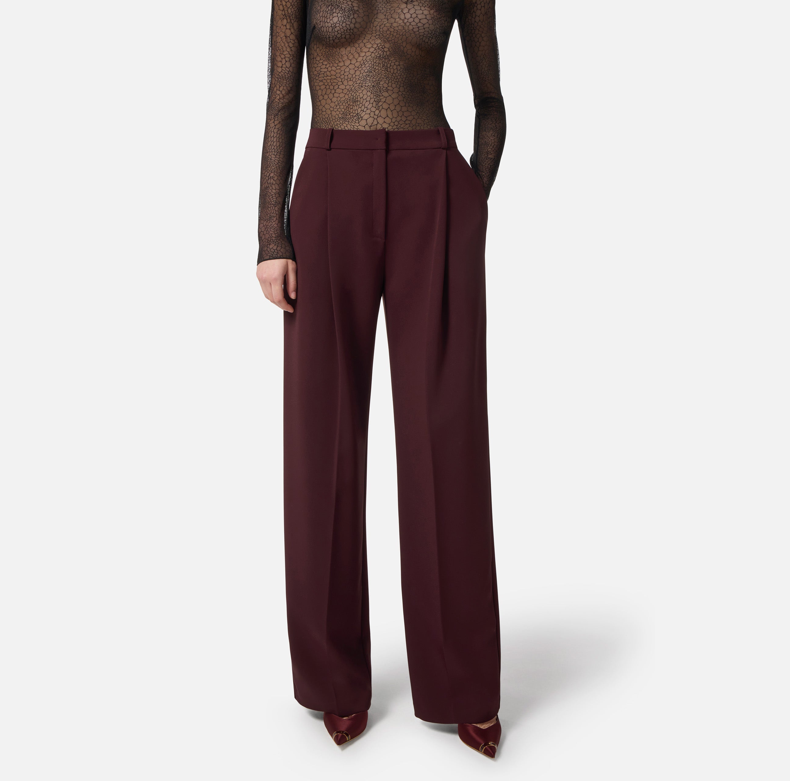 ELISABETTA FRANCHI Pantalone Crêpe Essential Patte-Coffee