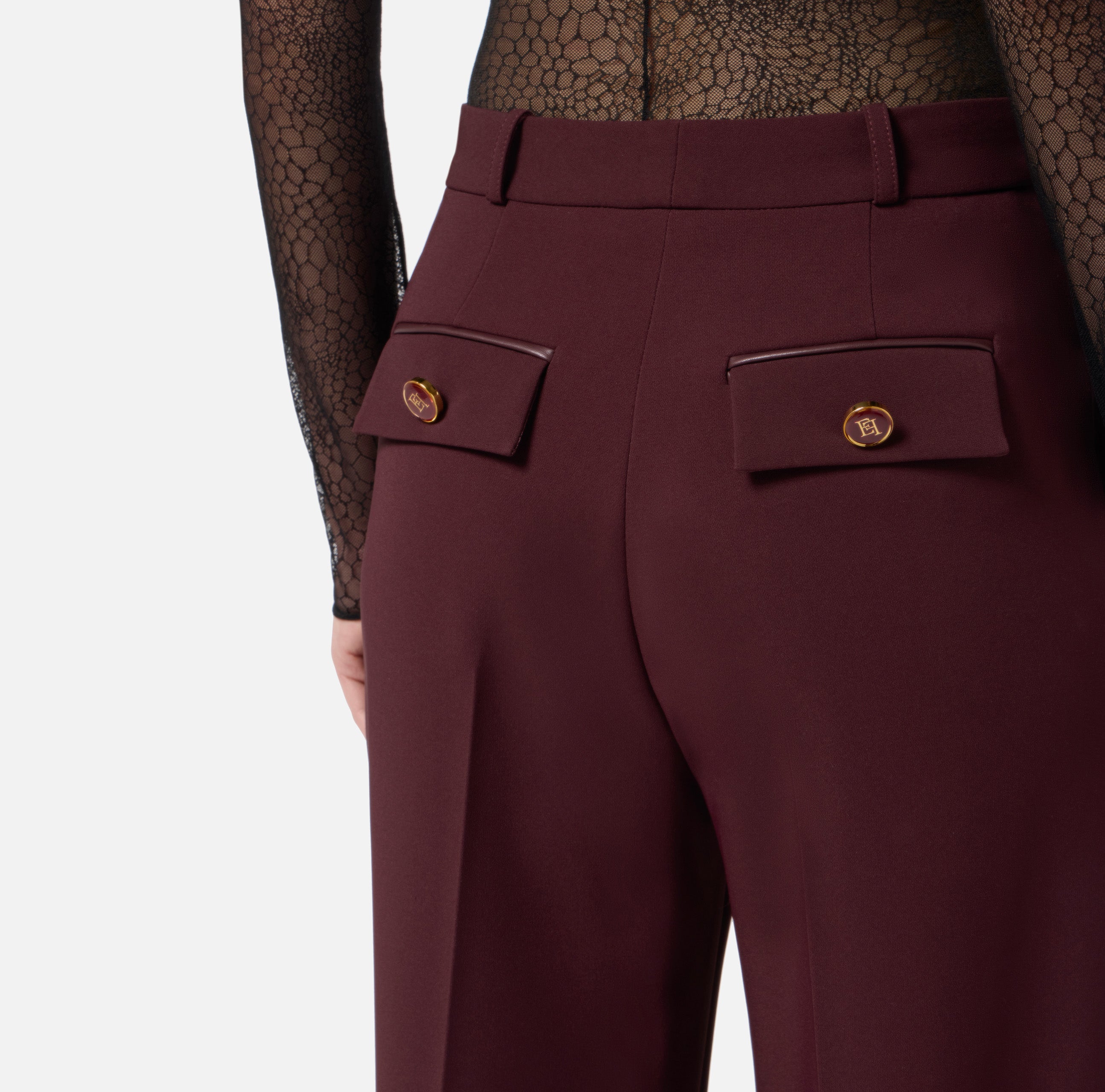 ELISABETTA FRANCHI Pantalone Crêpe Essential Patte-Coffee