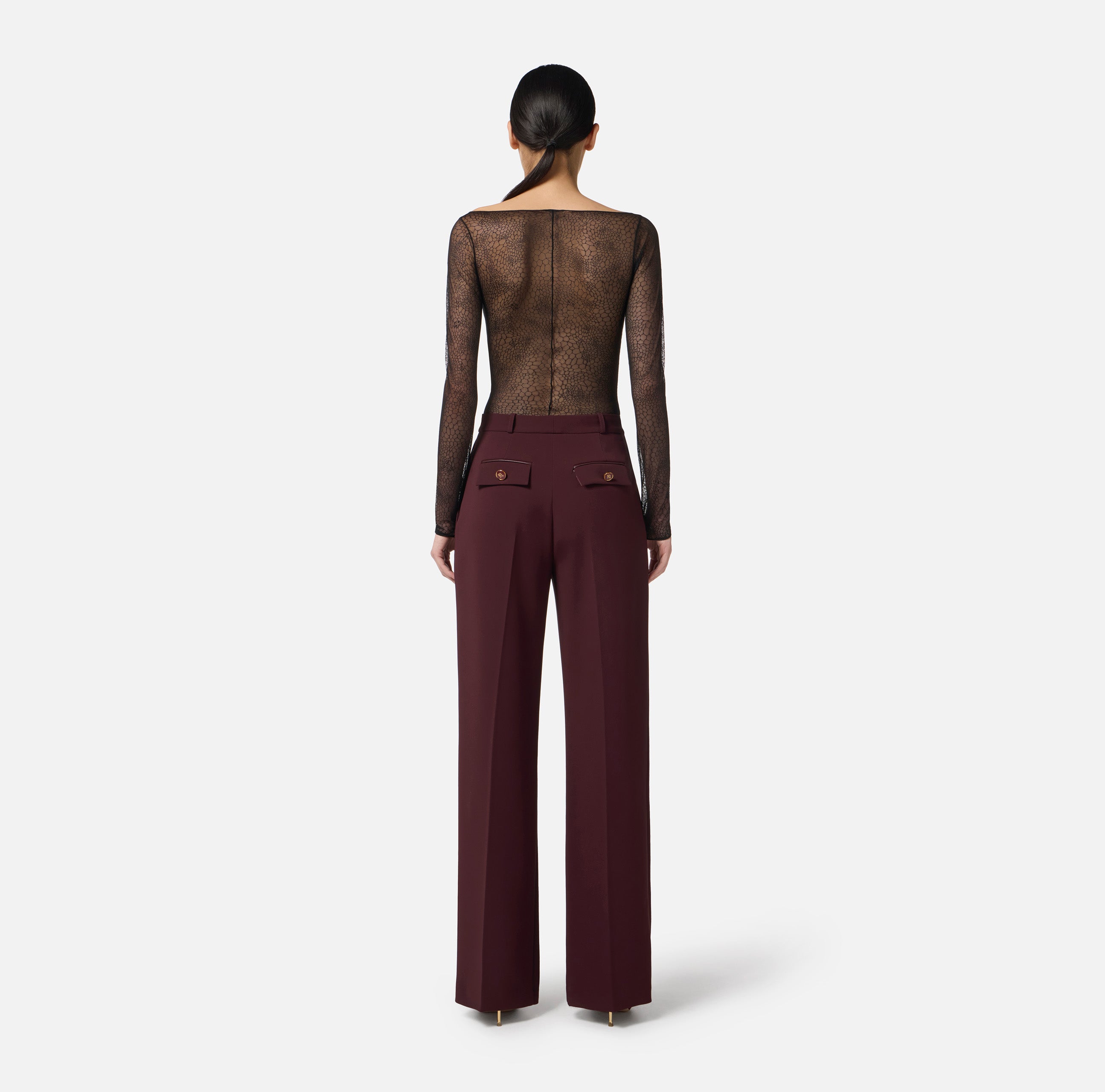 ELISABETTA FRANCHI Pantalone Crêpe Essential Patte-Coffee