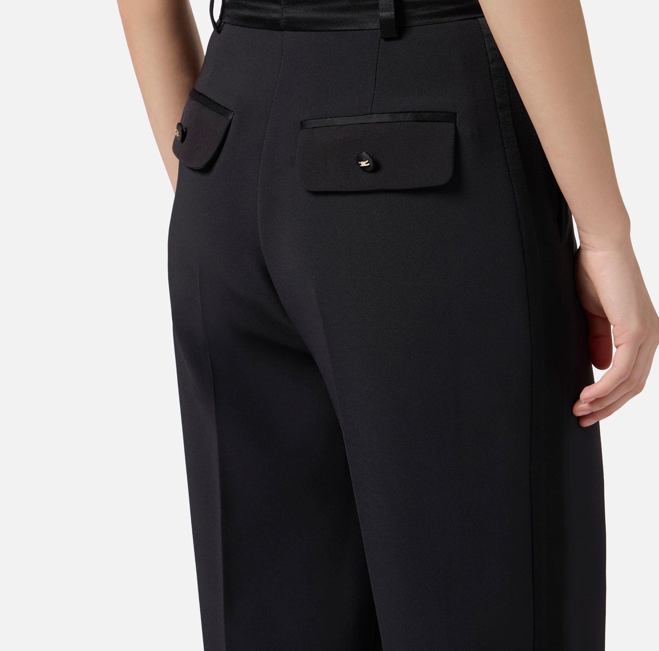 ELISABETTA FRANCHI Pantalone crêpe Raso-Nero