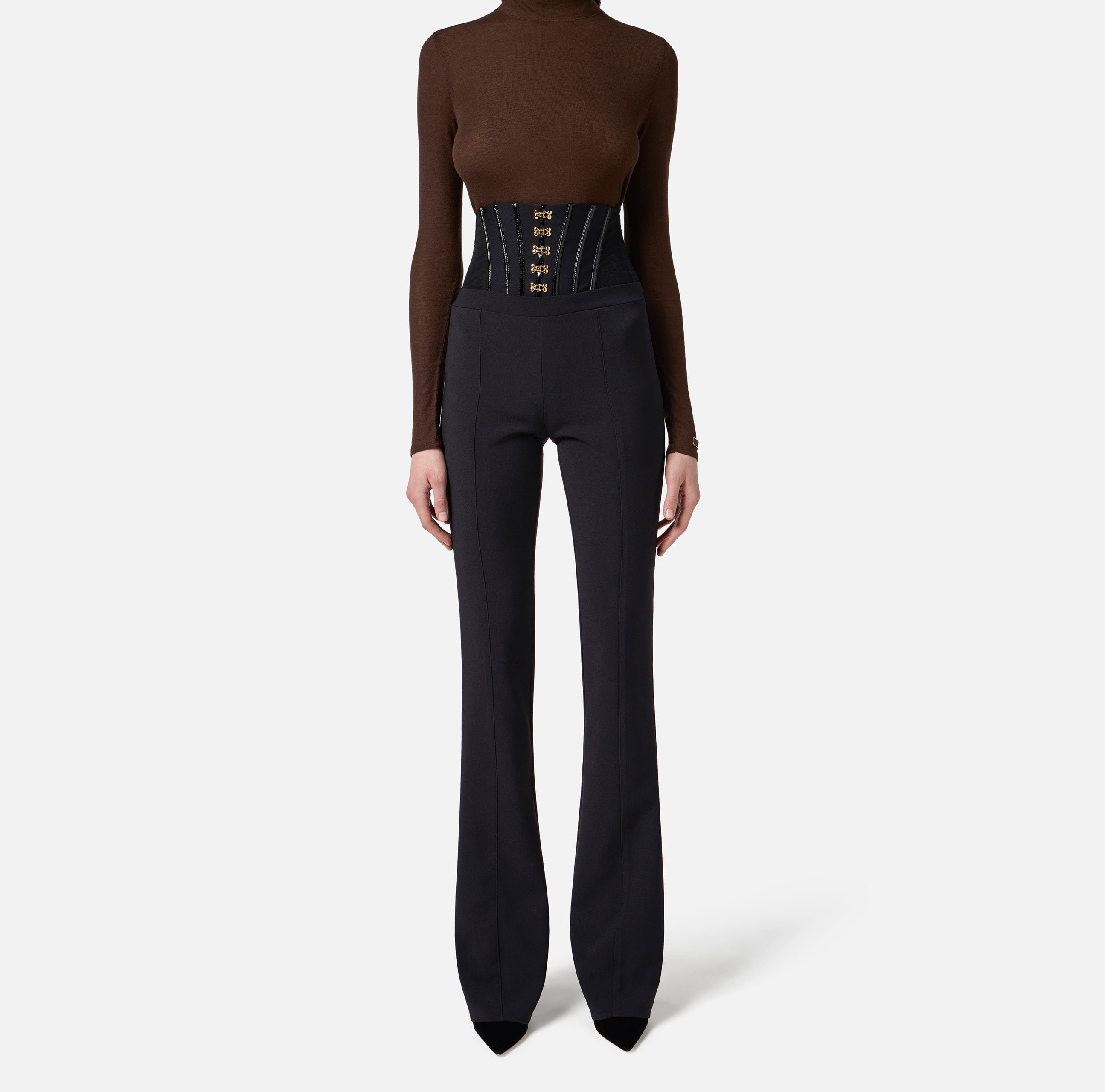 ELISABETTA FRANCHI Pantalone crêpe Ganci-Nero