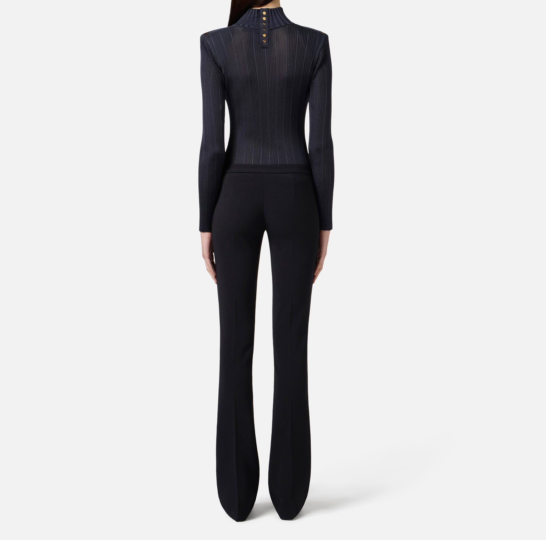 ELISABETTA FRANCHI Pantalone crêpe Label logo-Nero