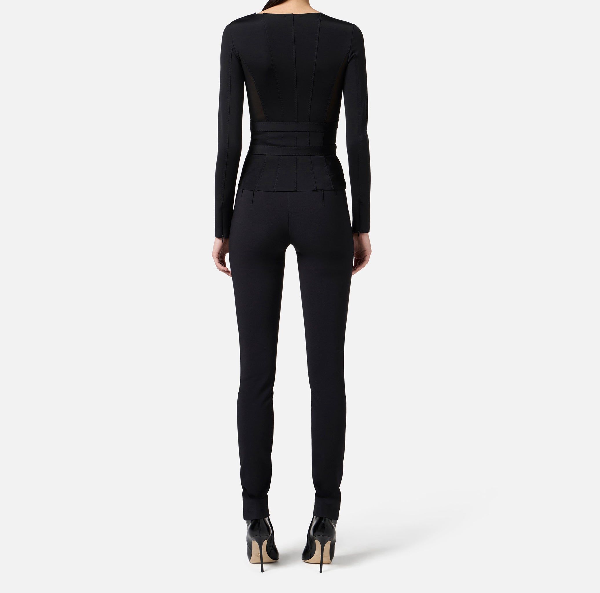 ELISABETTA FRANCHI Pantalone crêpe Cintura Tubolare-Nero