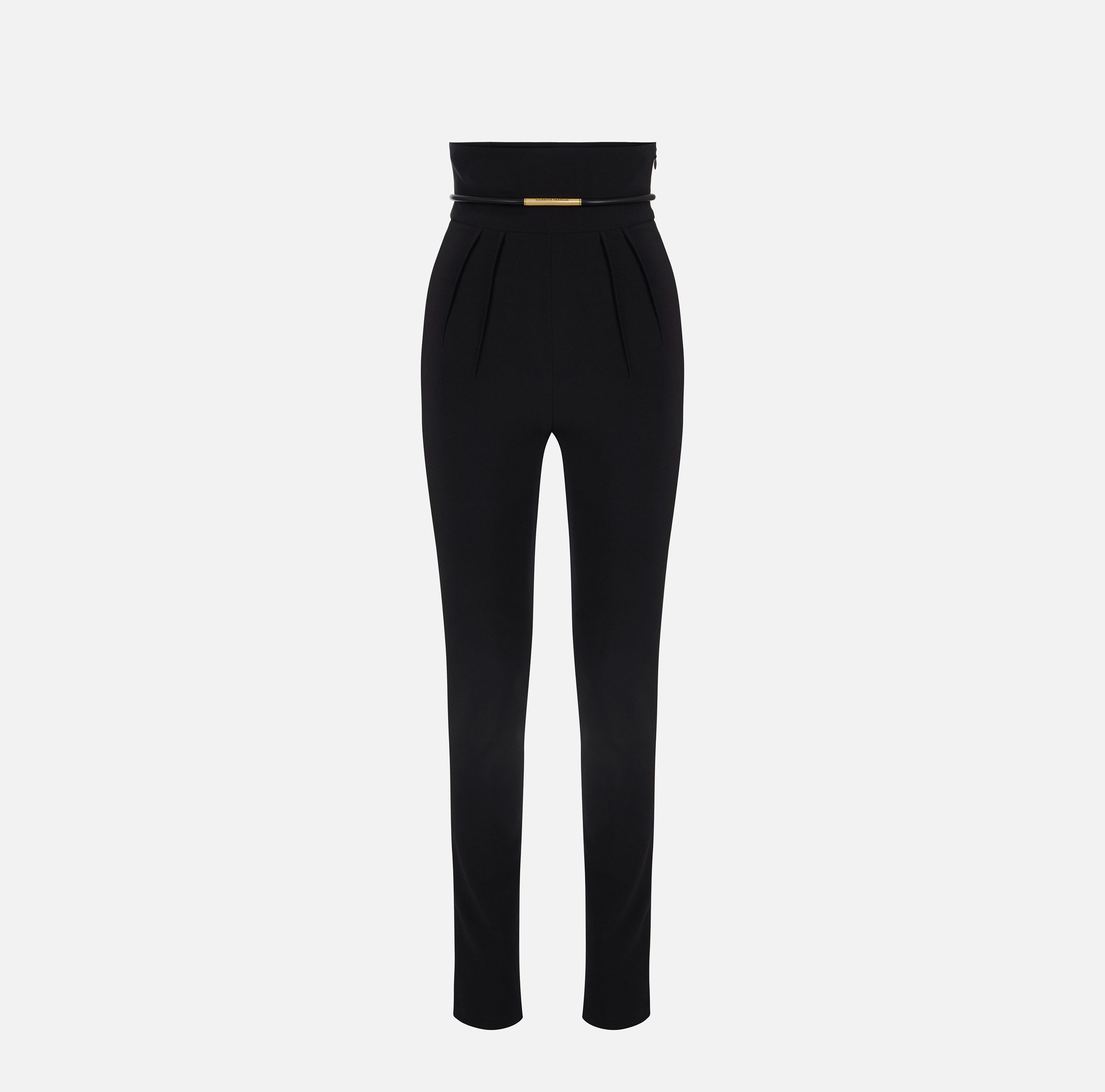 ELISABETTA FRANCHI Pantalone crêpe Cintura Tubolare-Nero
