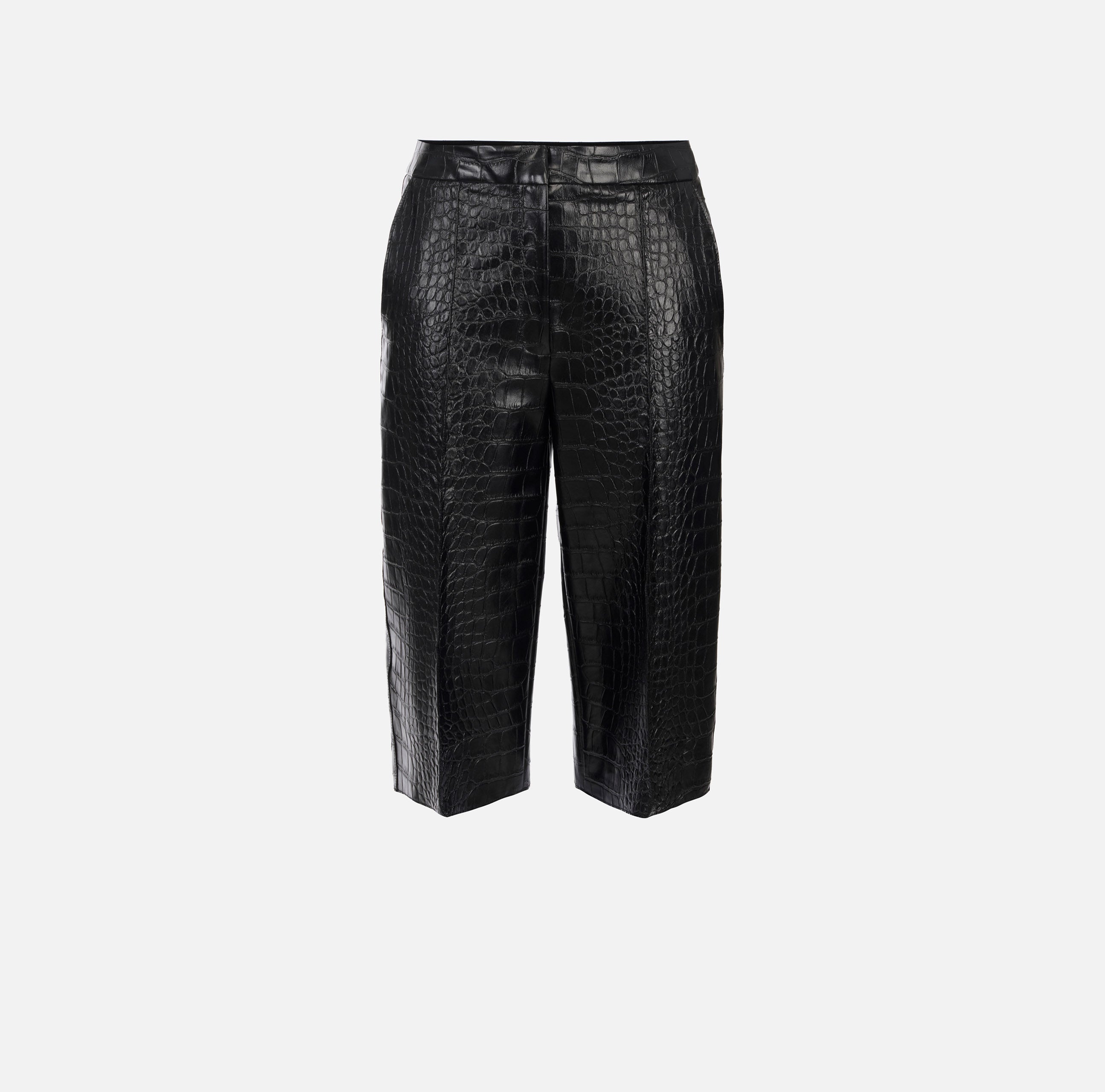 ELISABETTA FRANCHI Bermuda Ecopelle Coccodrillo-Nero