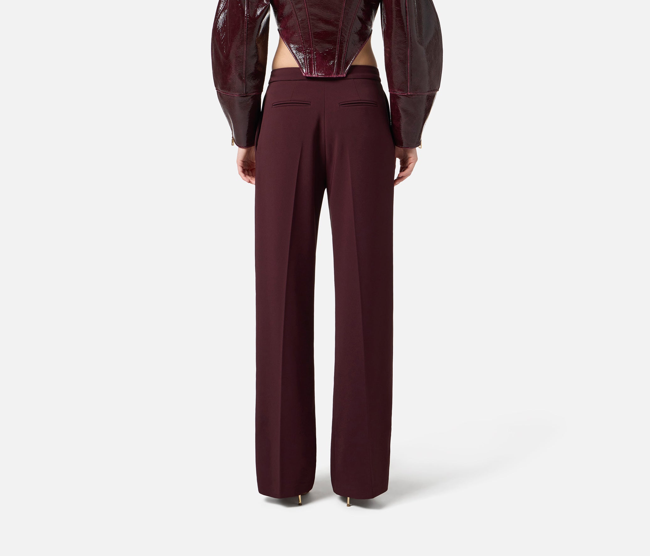 ELISABETTA FRANCHI Pantalone crêpe Leggero-Merlot