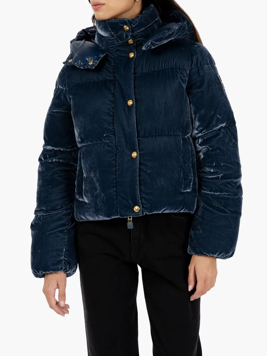 ELISABETTA FRANCHI PIUMINO Corto Velluto Cappuccio-Twilight