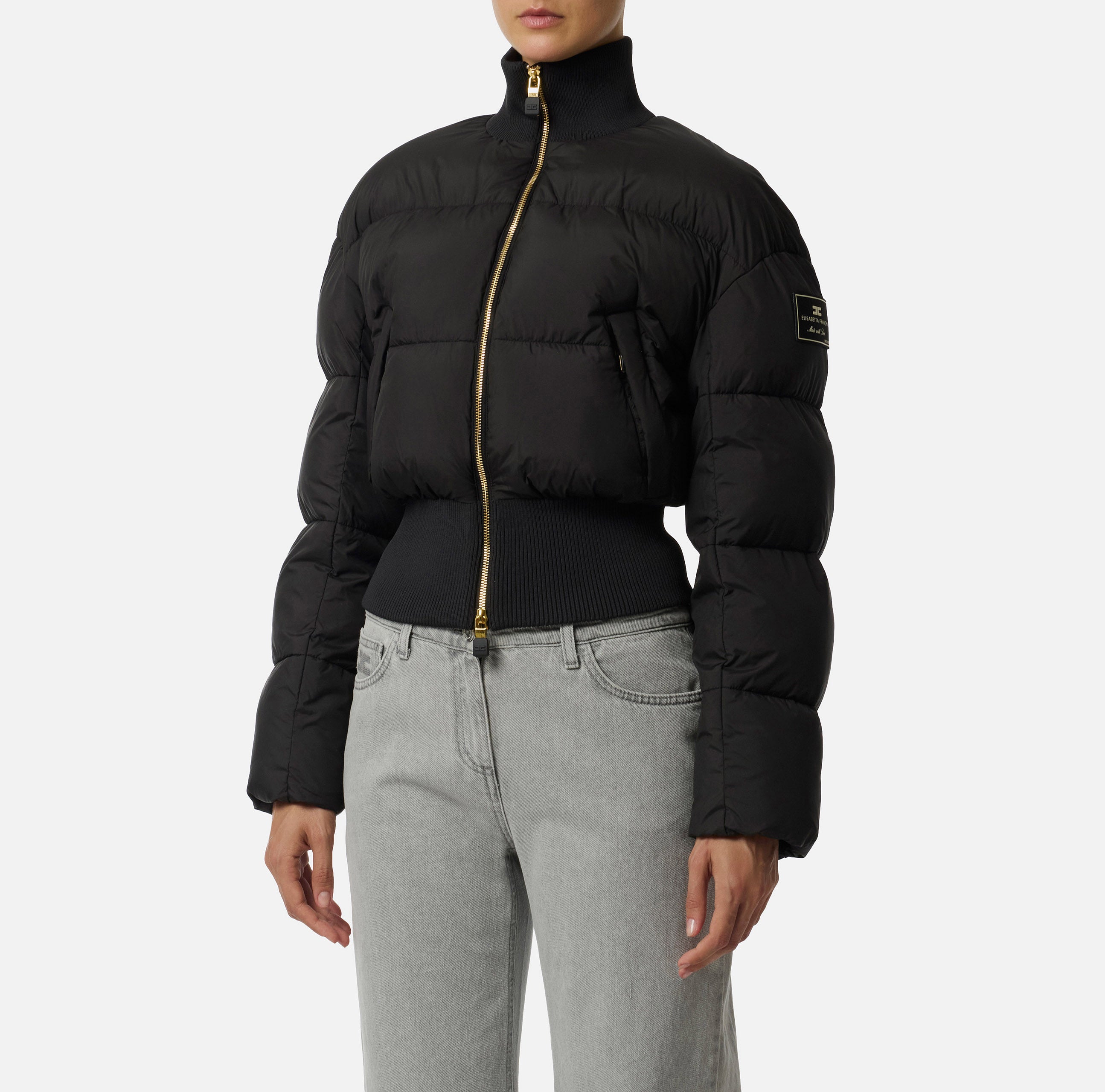 ELISABETTA FRANCHI Piumino Corto Tessuto Tecnico-Nero