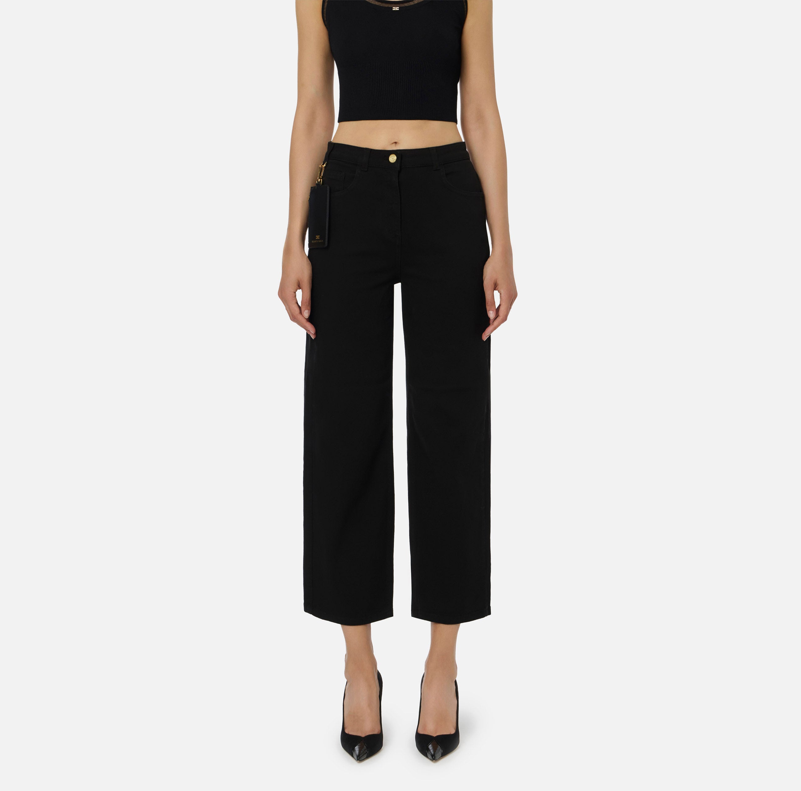 ELISABETTA FRANCHI Jeans Boyfriend Pouch-Nero