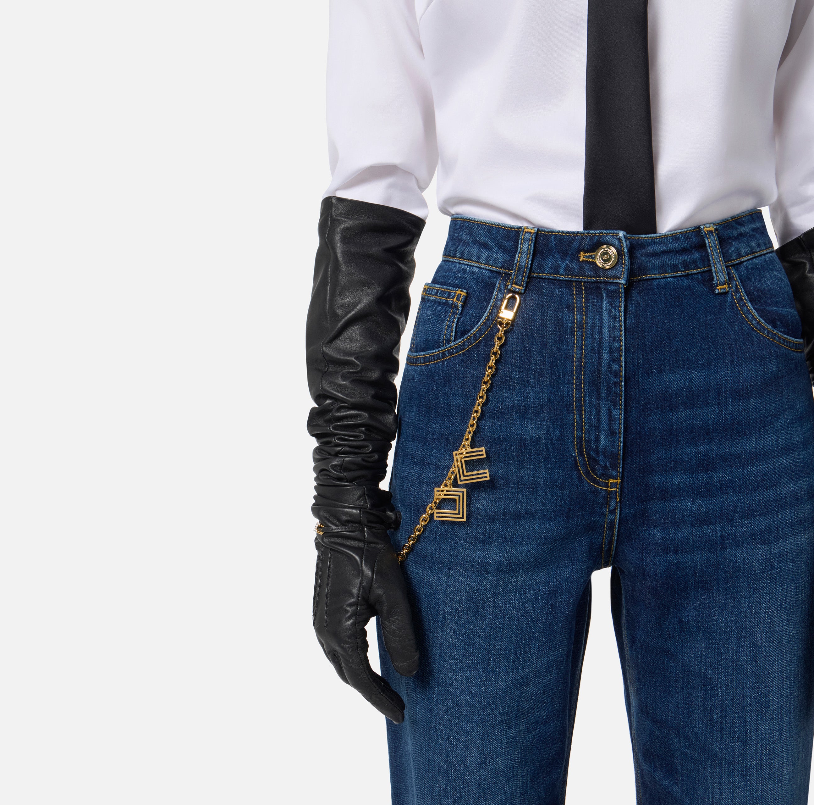 ELISABETTA FRANCHI Jeans Ovetto Denim Catena-Blue Denim
