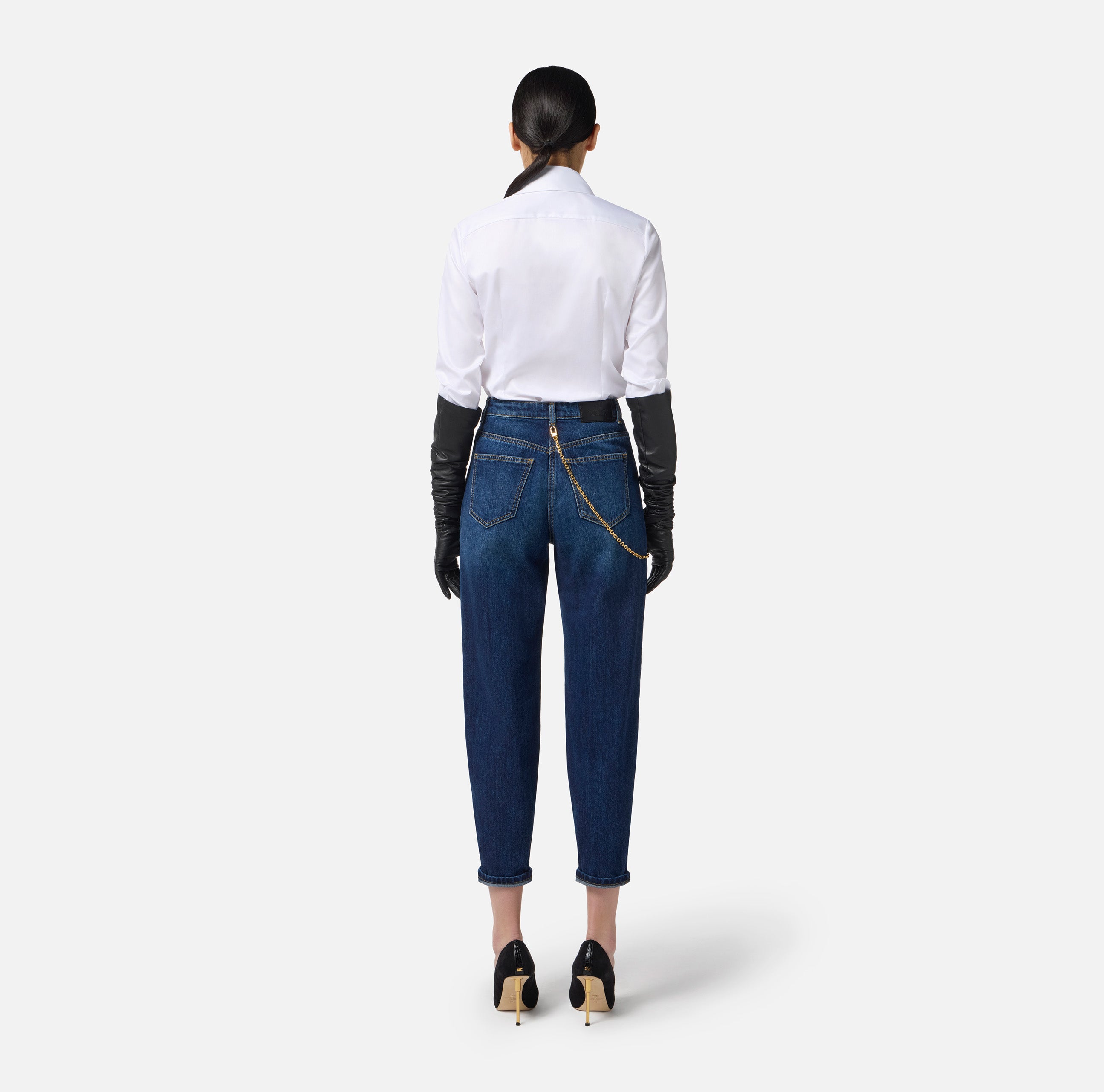ELISABETTA FRANCHI Jeans Ovetto Denim Catena-Blue Denim