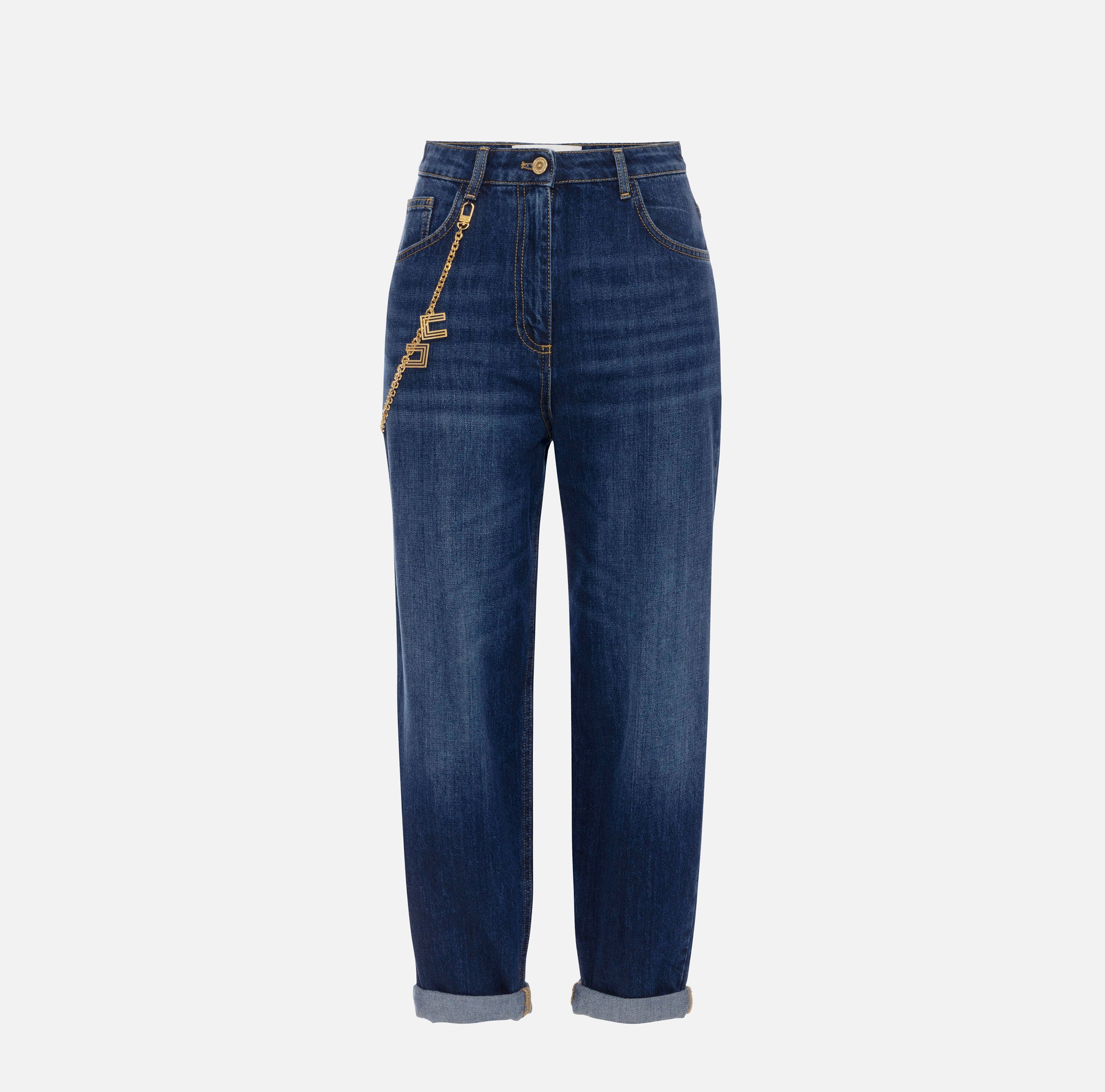 ELISABETTA FRANCHI Jeans Ovetto Denim Catena-Blue Denim