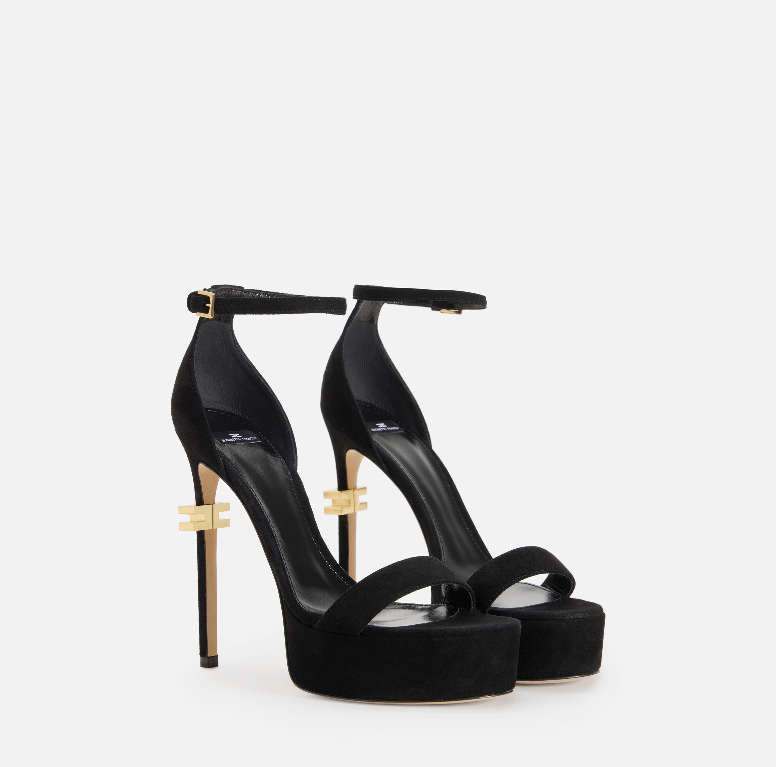 ELISABETTA FRANCHI Sandalo Suede Plateau-Nero