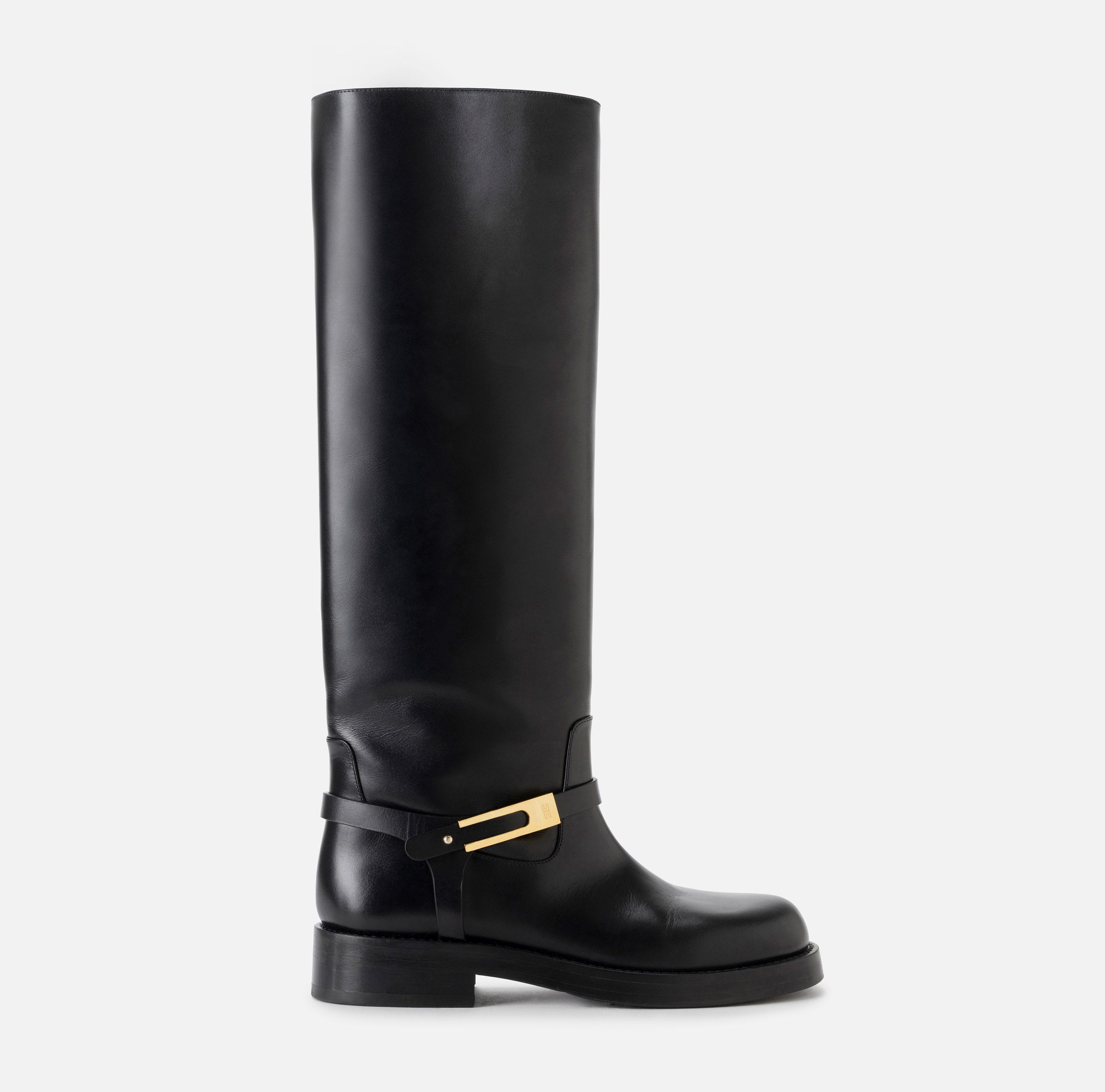 ELISABETTA FRANCHI Stivale Pelle Fibbia Logo-Nero