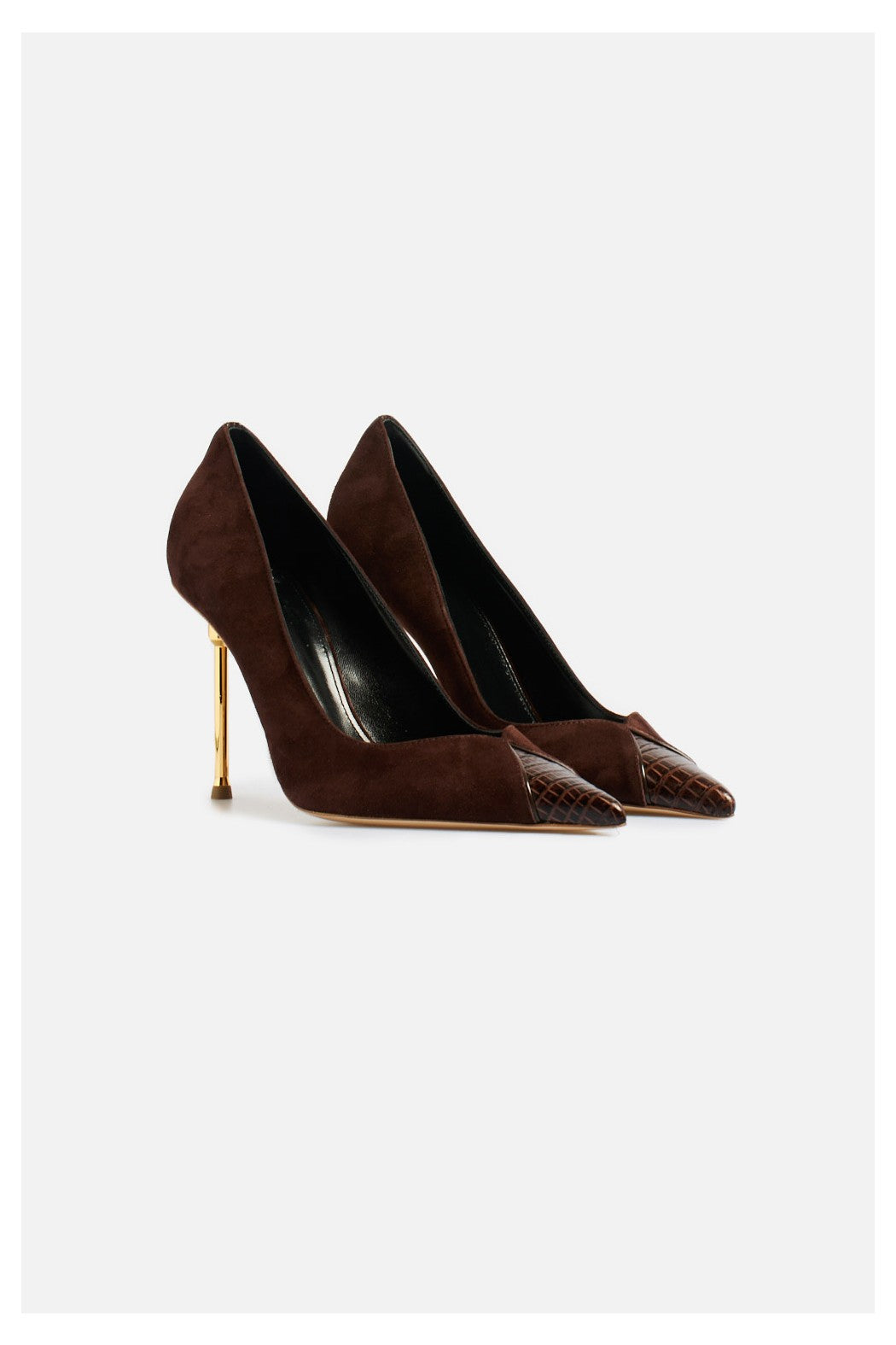 ELISABETTA FRANCHI Décolleté Suede Coccodrillo-Coffee