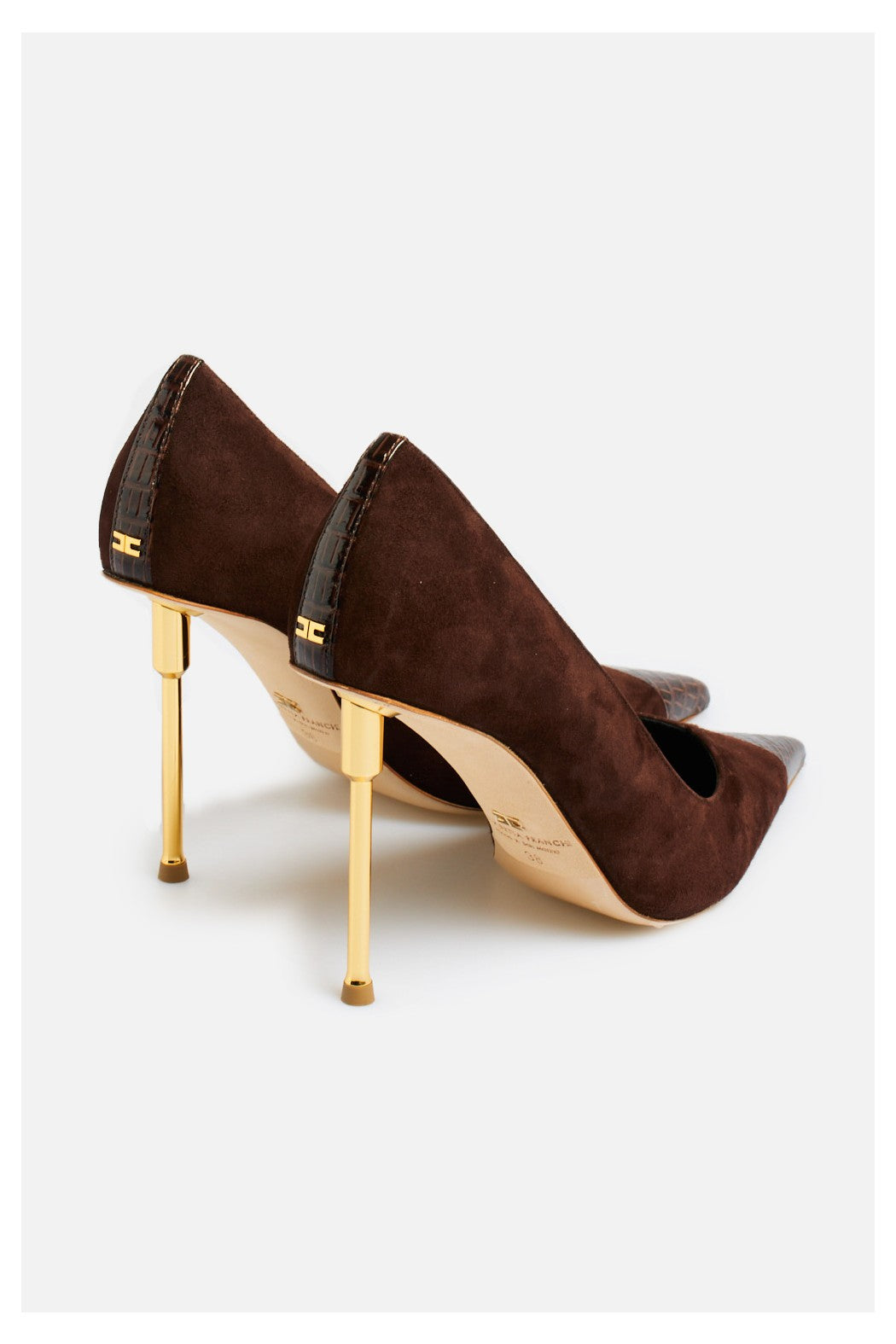 ELISABETTA FRANCHI Décolleté Suede Coccodrillo-Coffee