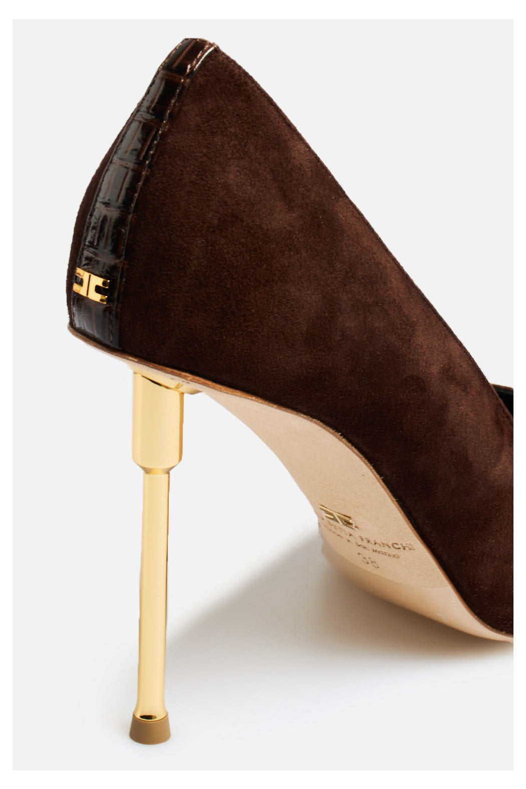 ELISABETTA FRANCHI Décolleté Suede Coccodrillo-Coffee