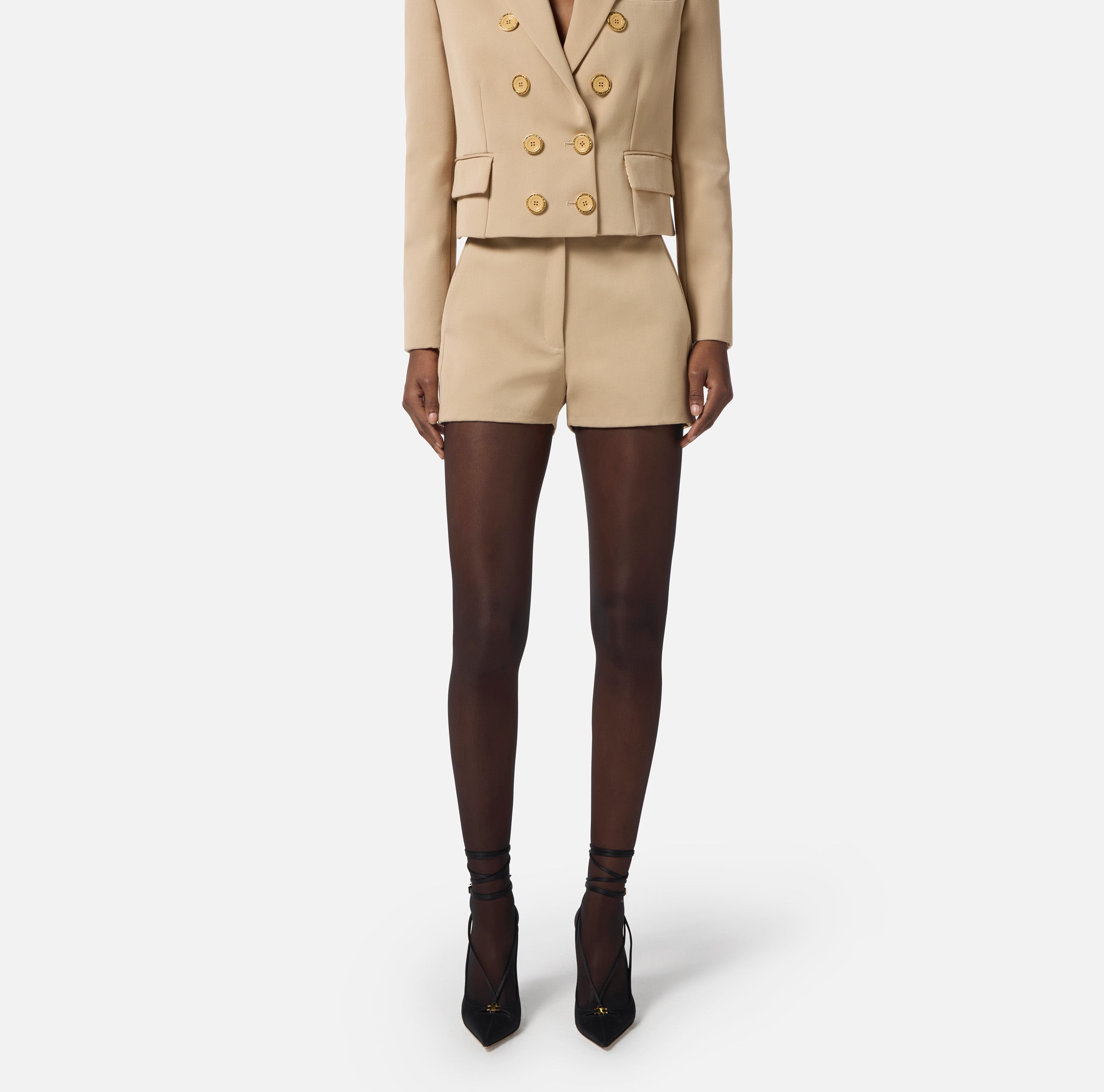 ELISABETTA FRANCHI Shorts Gabardina Cotone-Honey