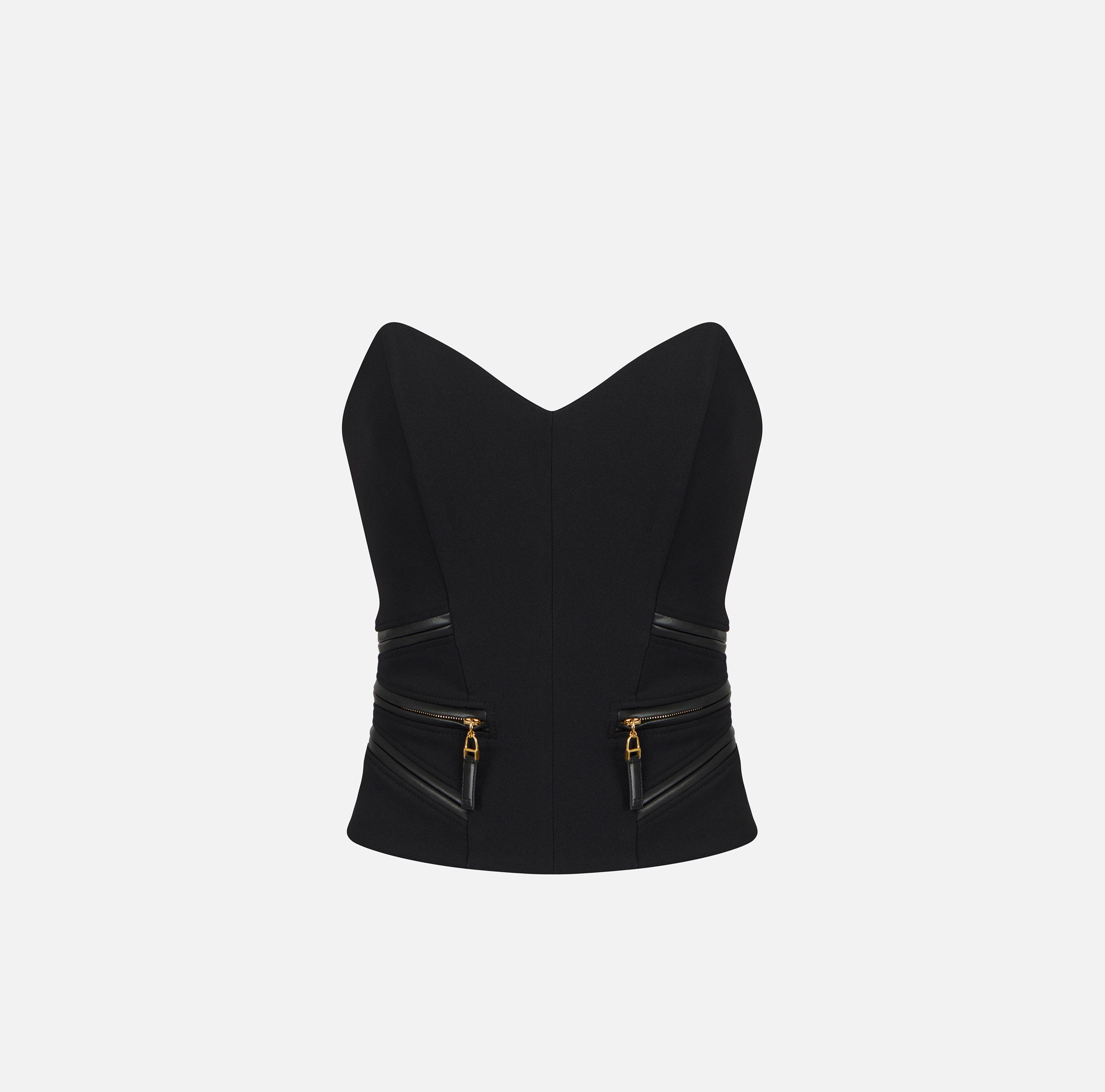 ELISABETTA FRANCHI Top Bustier crêpe zip-Nero