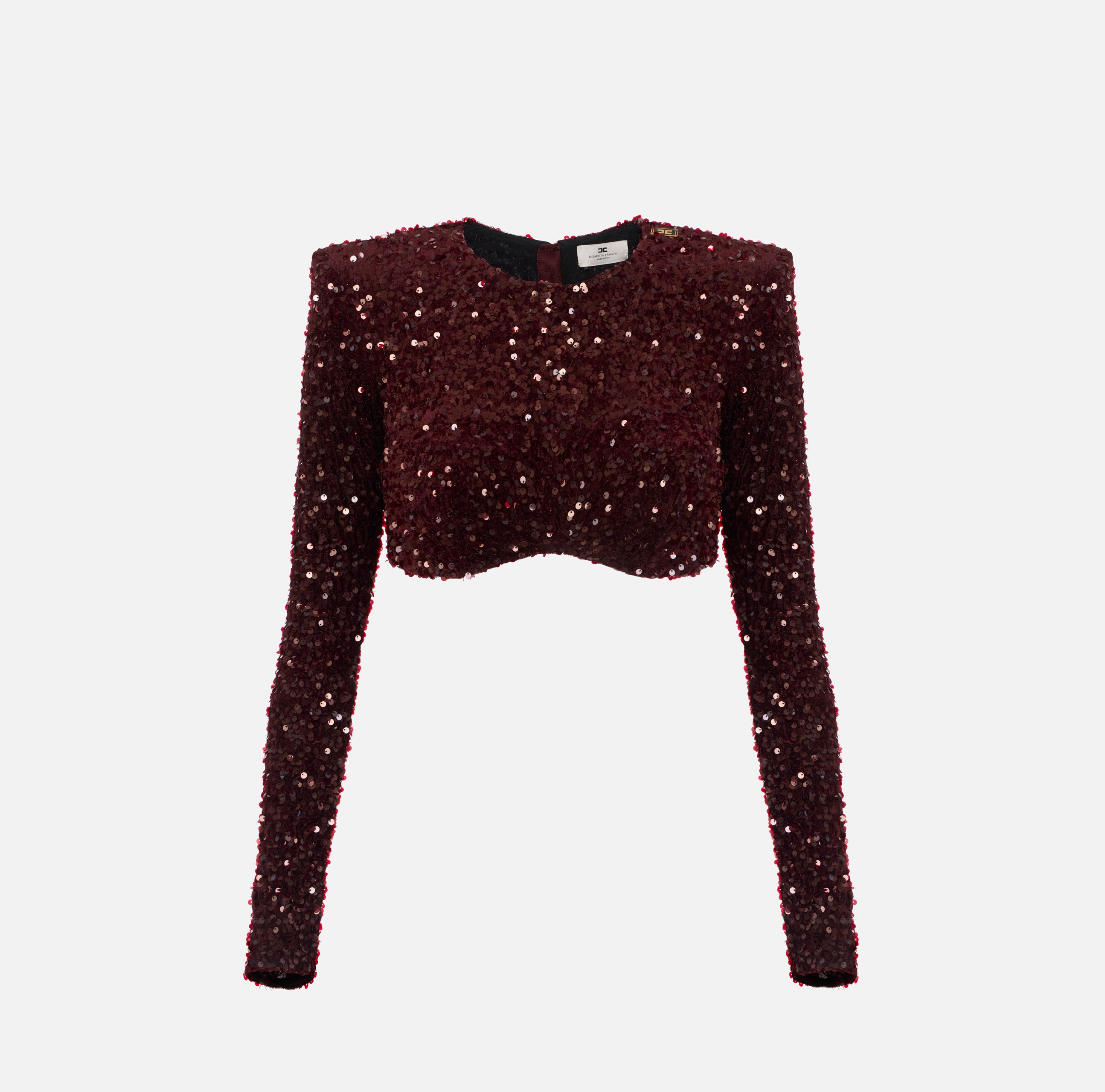 ELISABETTA FRANCHI Top Girocollo Paillettes-Merlot