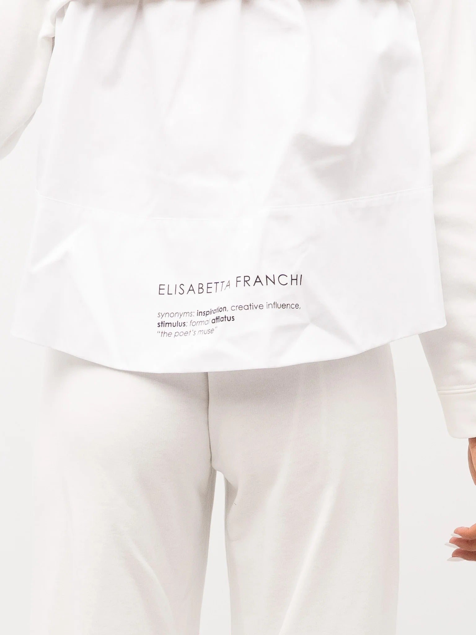 ELISABETTA FRANCHI Tuta Felpa Cotone Popeline Logo Lettering Muse-Avorio