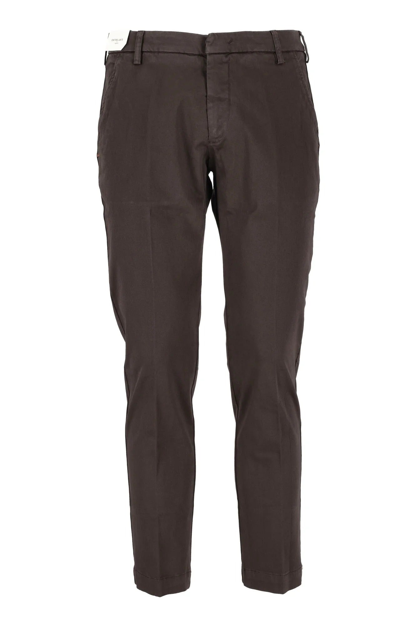 ENTRE AMIS Pantalone Uomo Tasca America Slim Cotone-Dark Brown