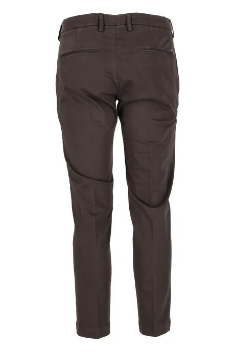 ENTRE AMIS Pantalone Uomo Tasca America Slim Cotone-Dark Brown