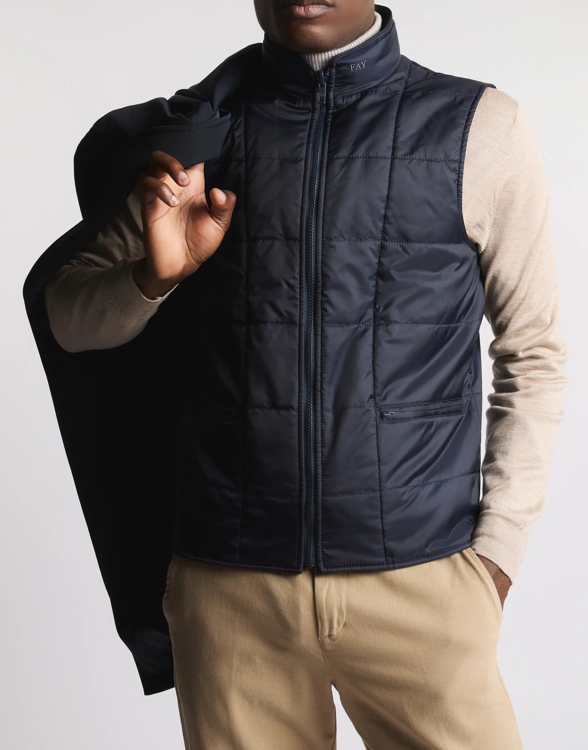 FAY Cappotto Uomo Gabardina Double COAT-Blu