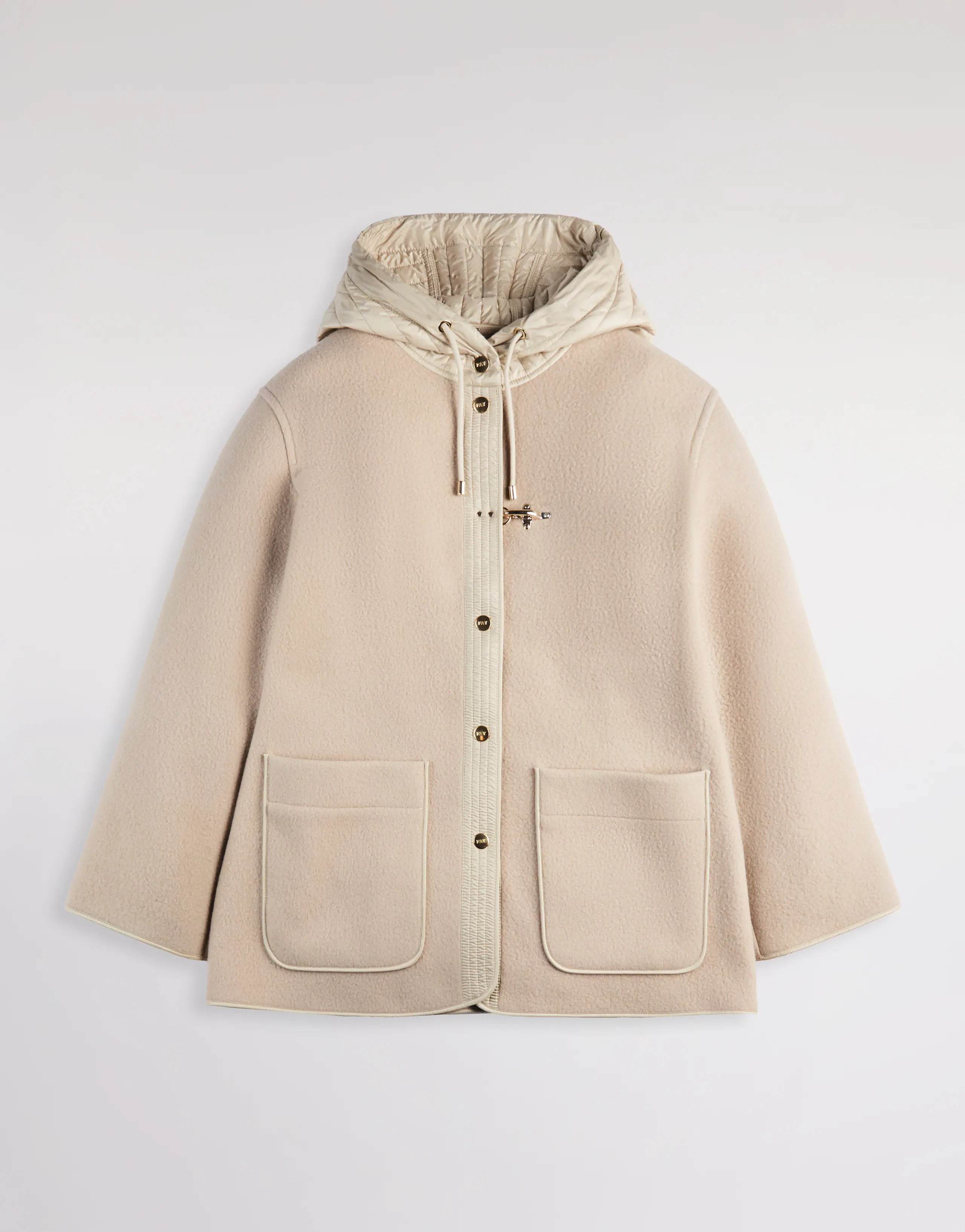 FAY Caban Donna Bimateriale-Beige