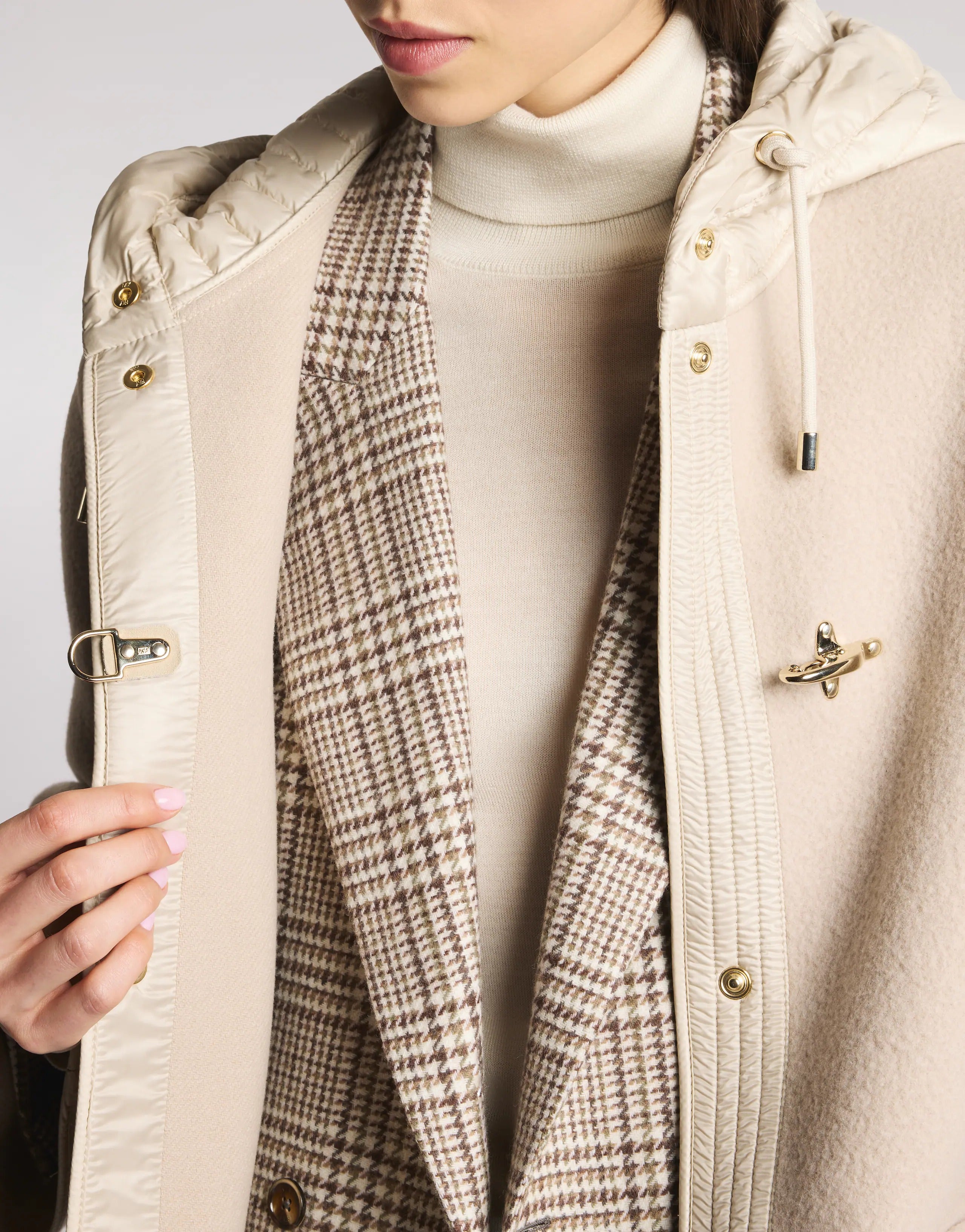 FAY Caban Donna Bimateriale-Beige