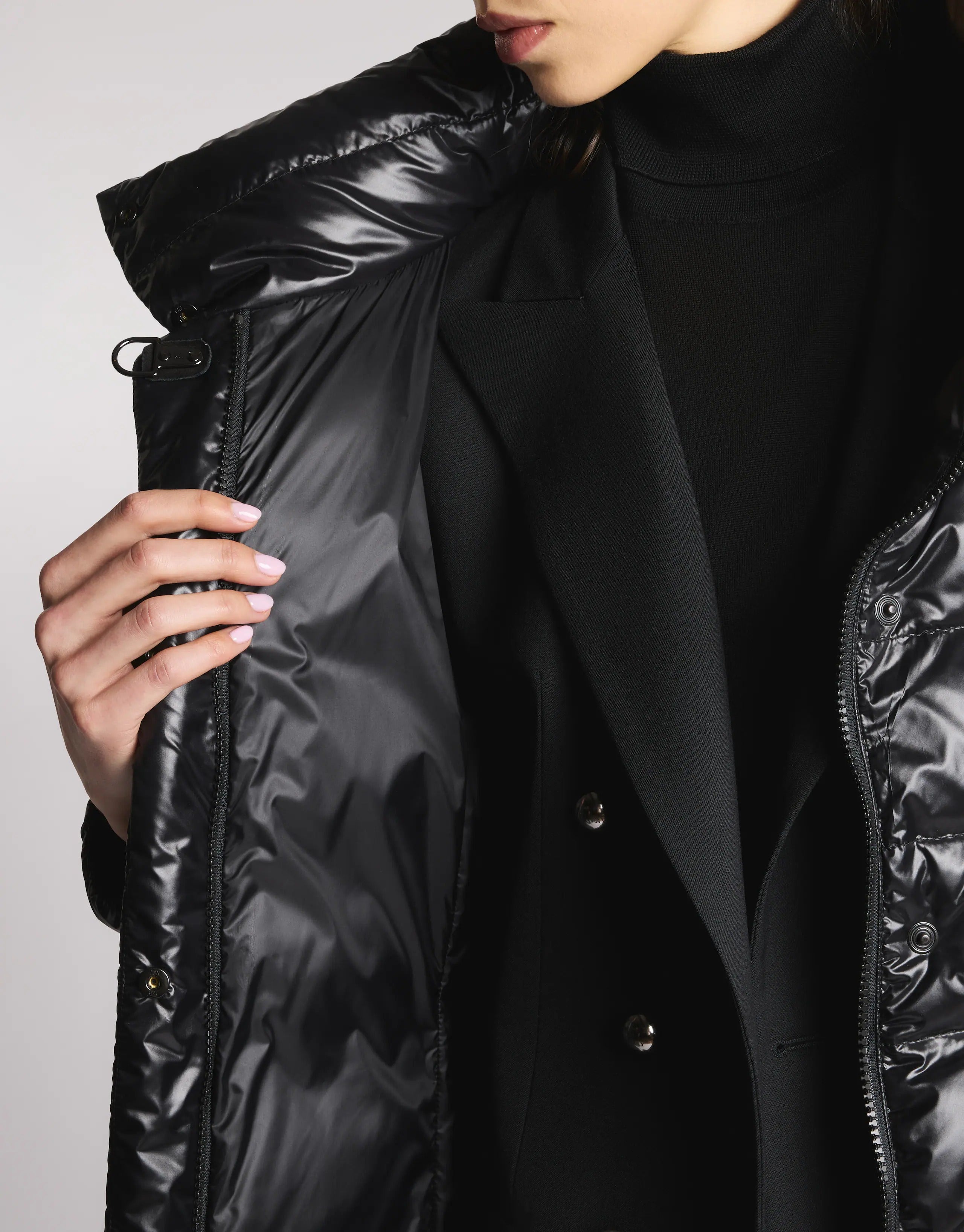 FAY Piumino Donna Lungo Nylon-Nero