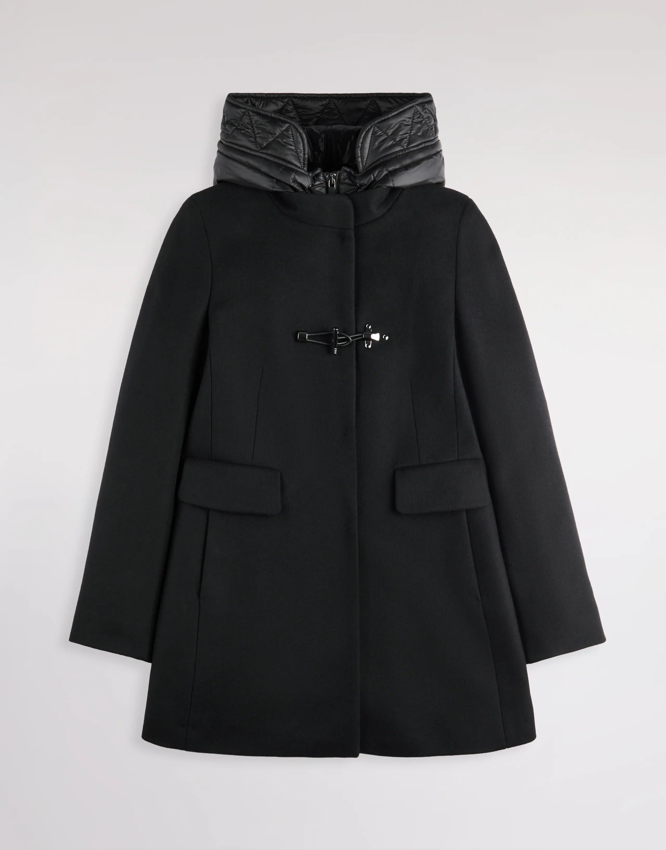 FAY CAPPOTTO Donna TOGGLE Double FRONT Panno-Nero