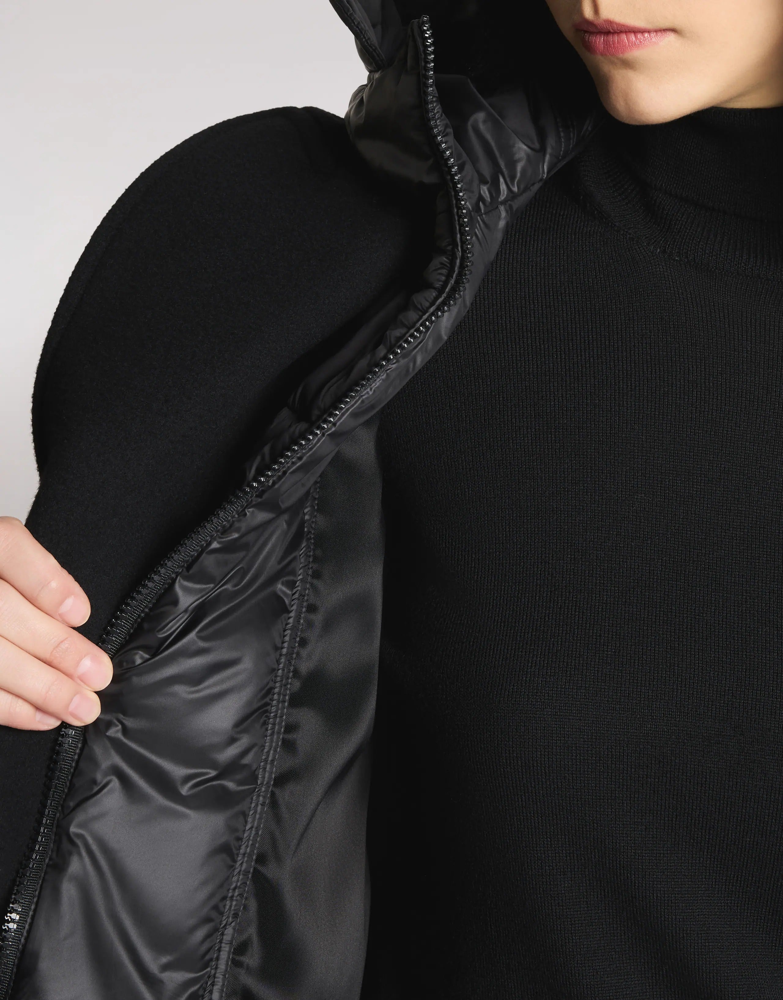 FAY Cappotto Donna Double Front Lana Cashmere-Nero