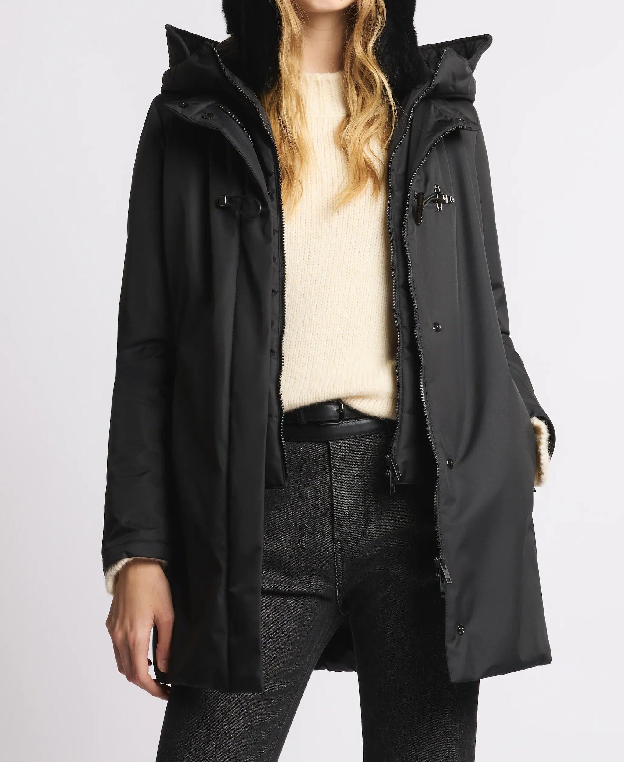 FAY CAPPOTTO Donna TOGGLE Double FRONT Tecnico-Nero