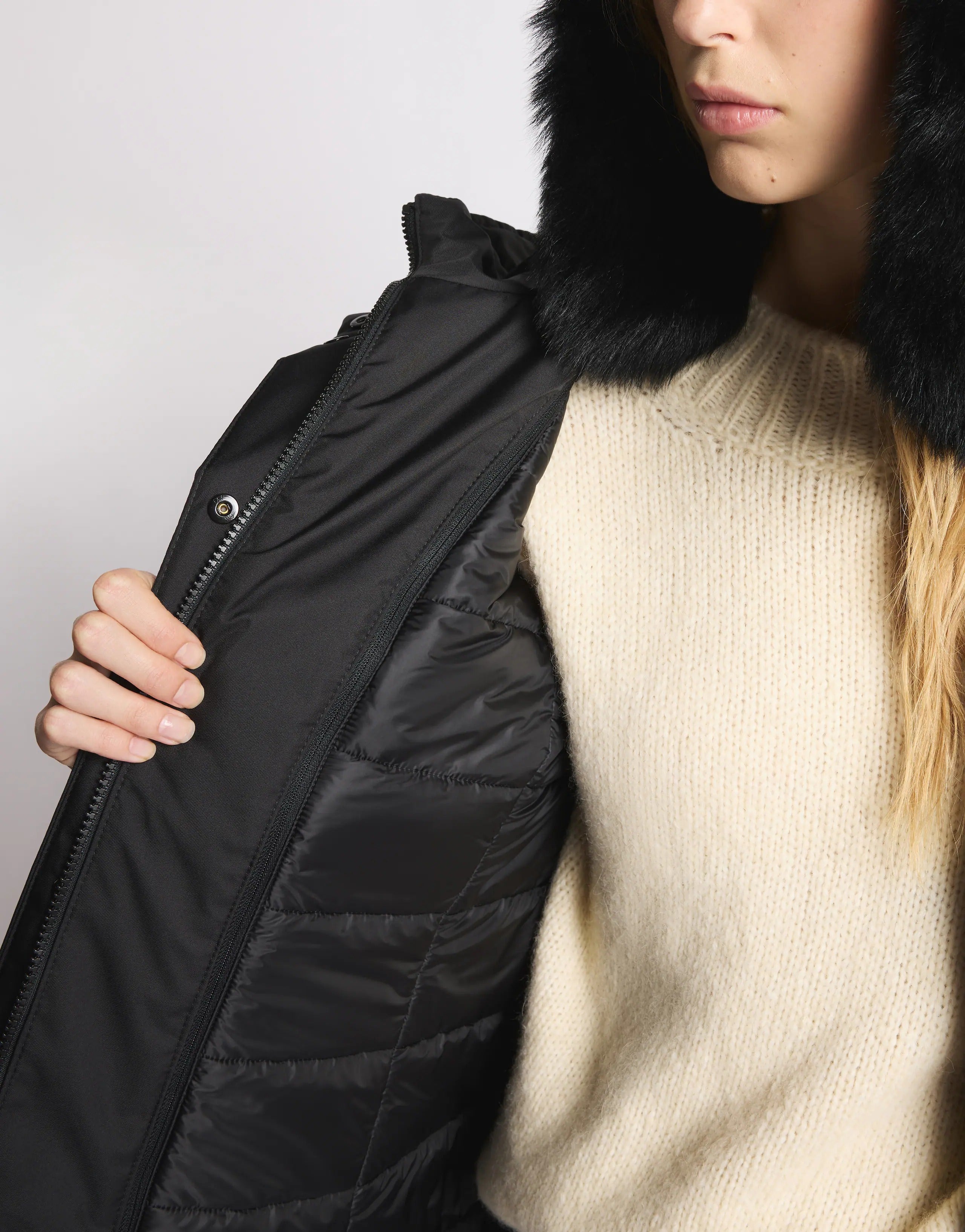 FAY CAPPOTTO Donna TOGGLE Double FRONT Tecnico-Nero