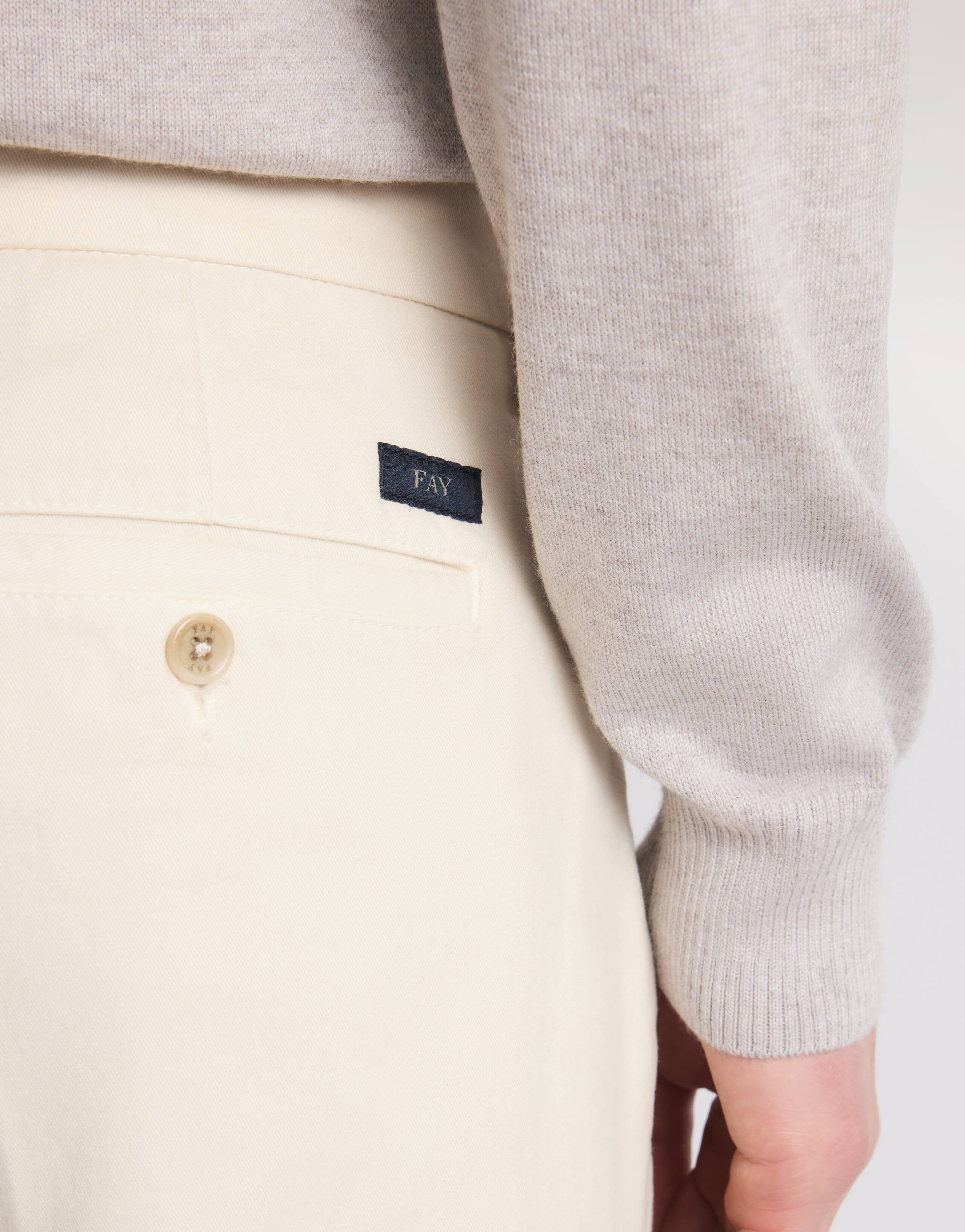 FAY Pantalone Uomo Capri Gabardina Slim-Avorio