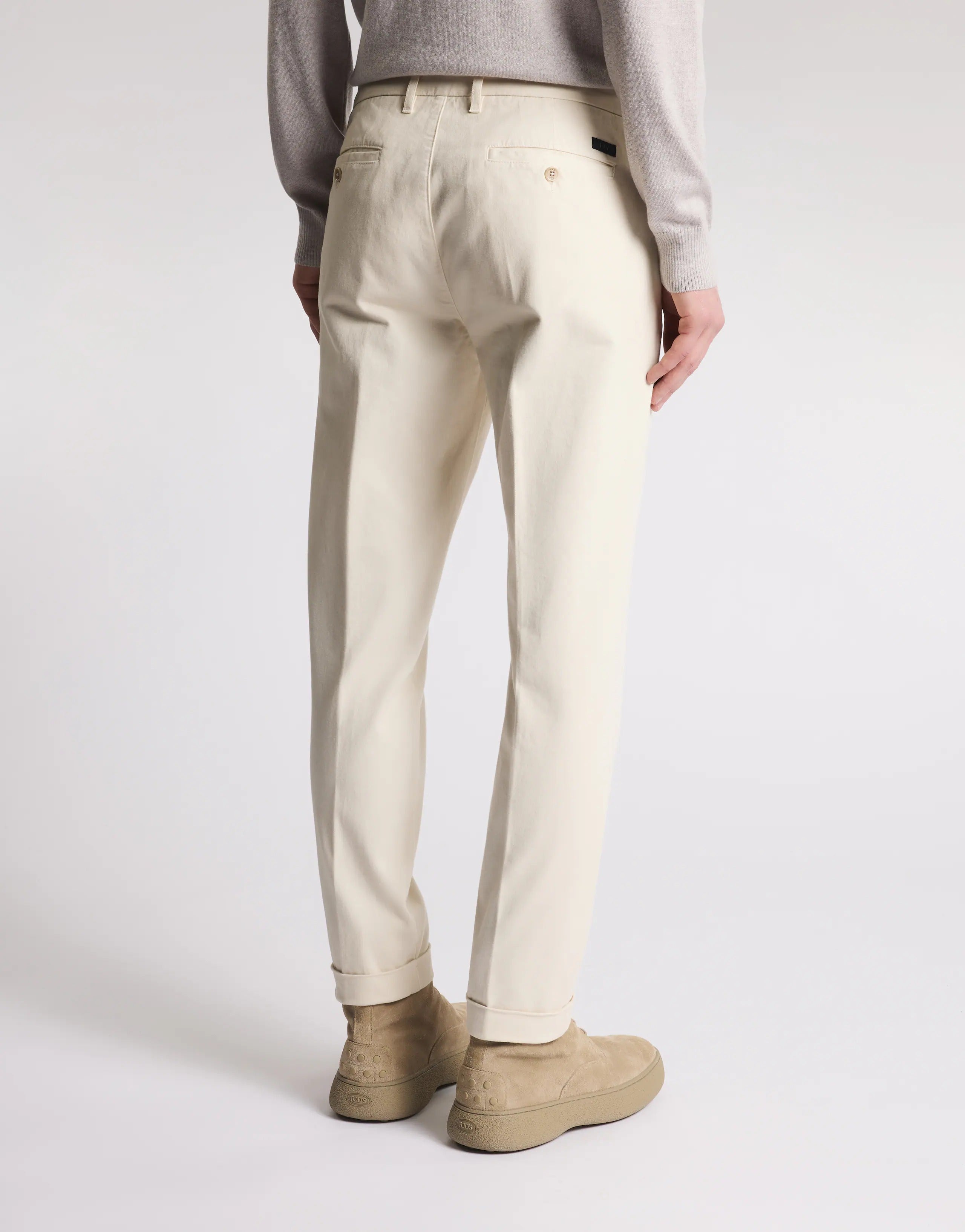 FAY Pantalone Uomo Capri Gabardina Slim-Avorio