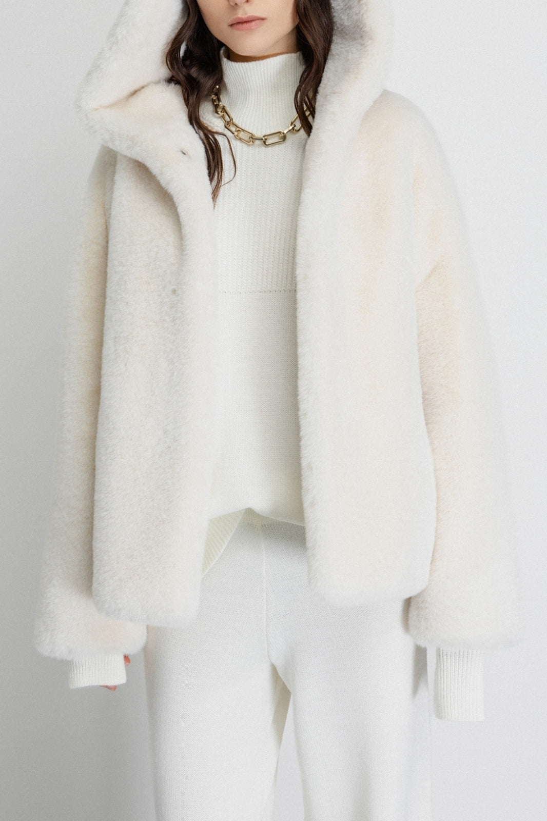 GAELLE PARIS Giacca Donna Ecopelliccia Cappuccio-Burro