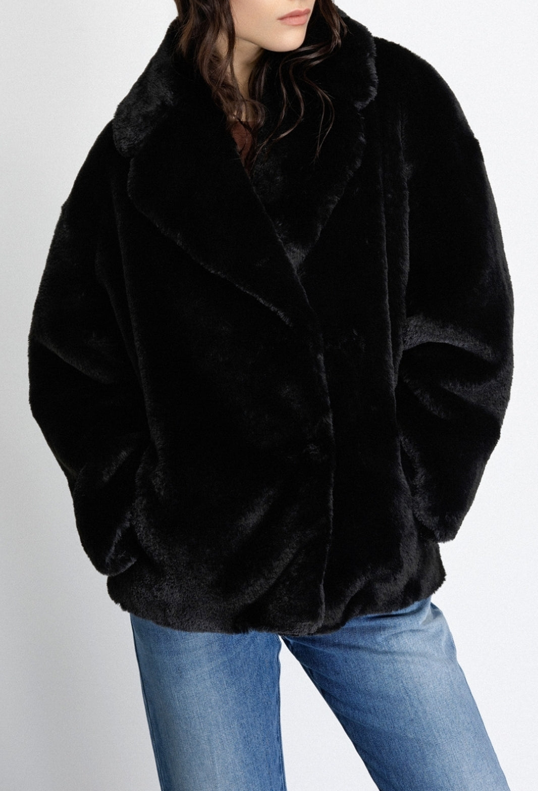 GAELLE PARIS Giacca Donna Ecopelliccia Revers-Nero