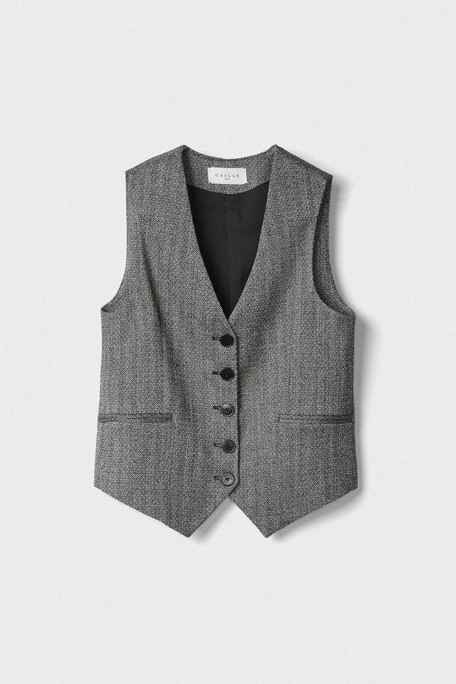 GAELLE PARIS Gilet Donna Monopetto-Grigio Nero