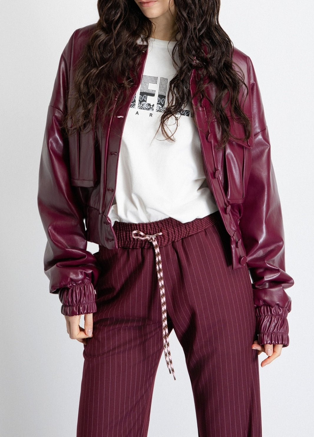 GAELLE PARIS Giacca Donna Ecopelle Maxi Logo-Mosto