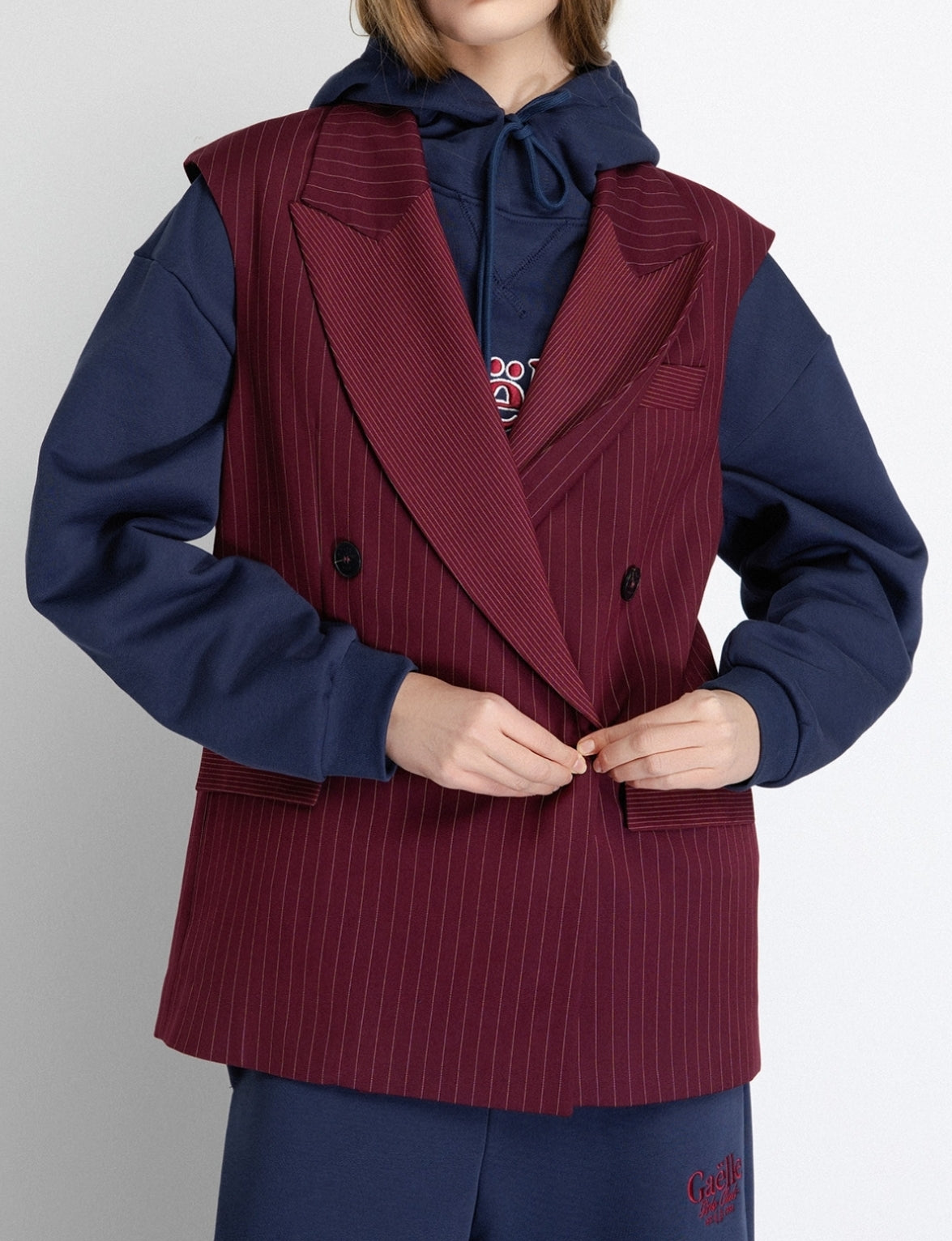 GAELLE PARIS Gilet Donna Twill Gessato-Mosto