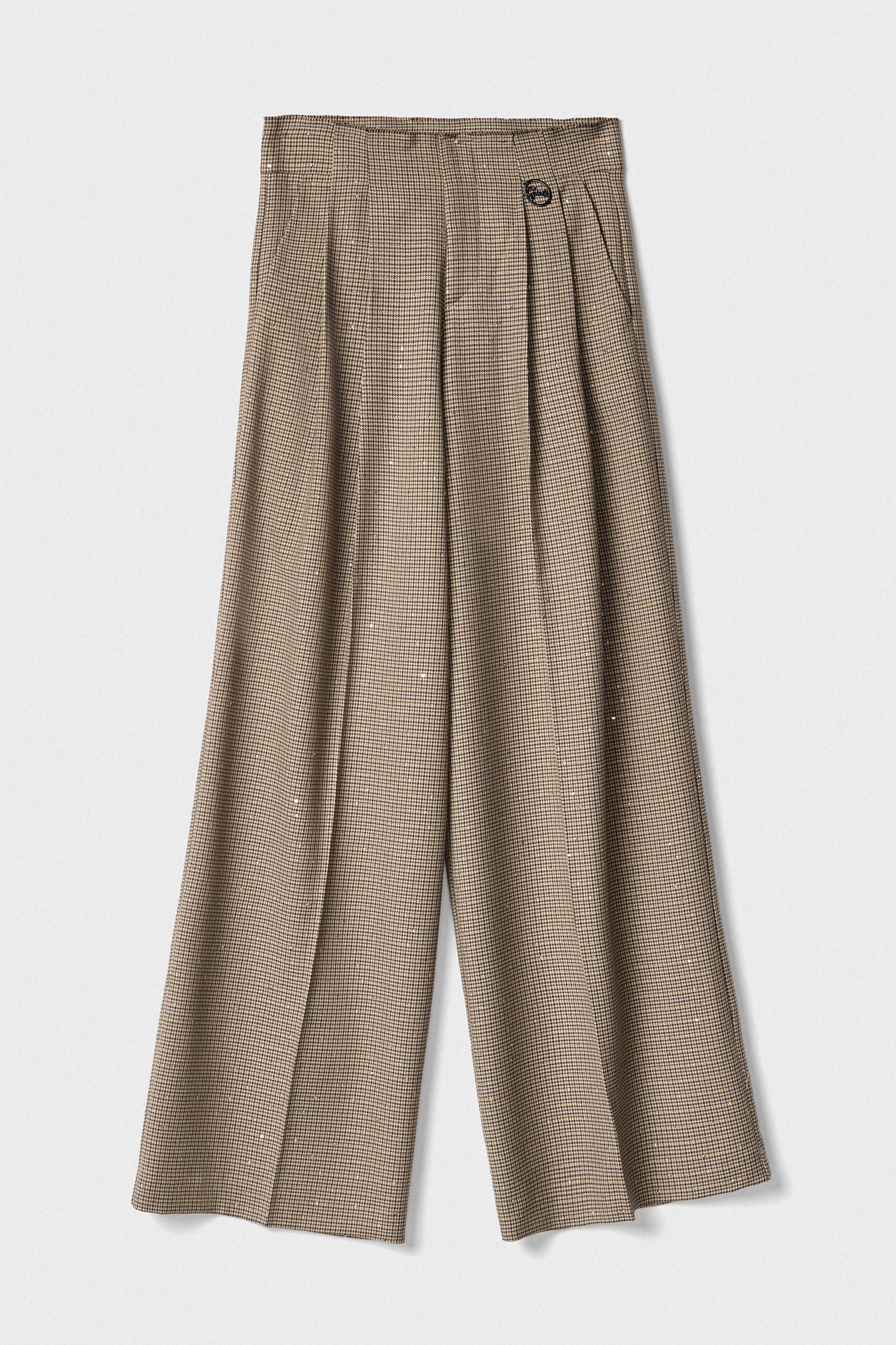 GAELLE PARIS Pantalone Donna Dritto Quadretti-Cammello