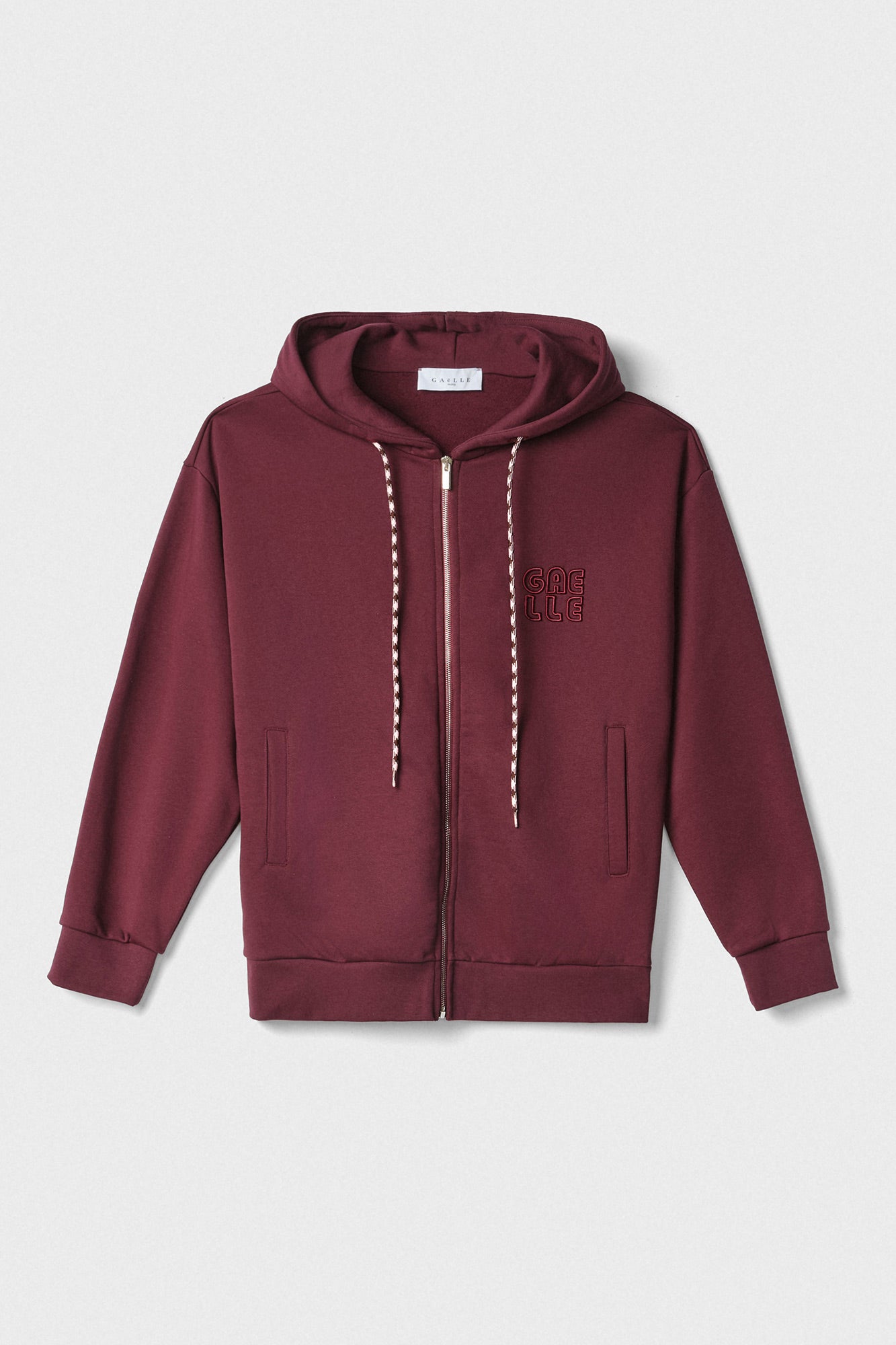 GAELLE PARIS Felpa Donna Cappuccio Zip Cotone Logo-Mosto
