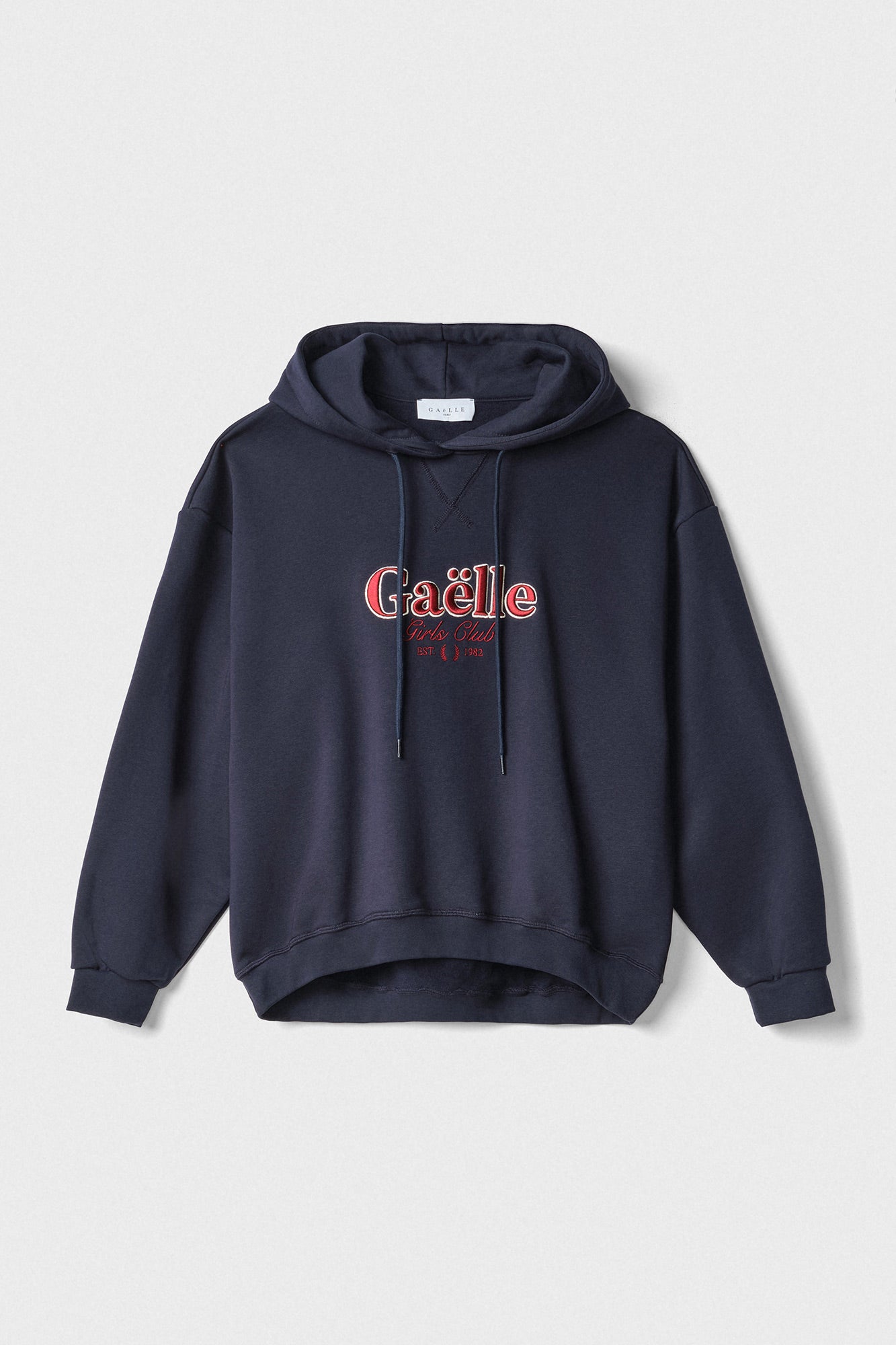 GAELLE PARIS Felpa Donna Cappuccio Cotone Ricamo Logo-Blu Scuro