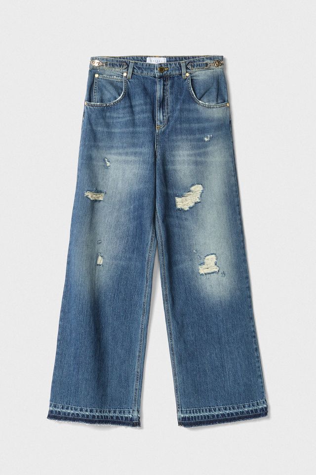 GAELLE PARIS Pantalone Donna Denim Logo-Blu