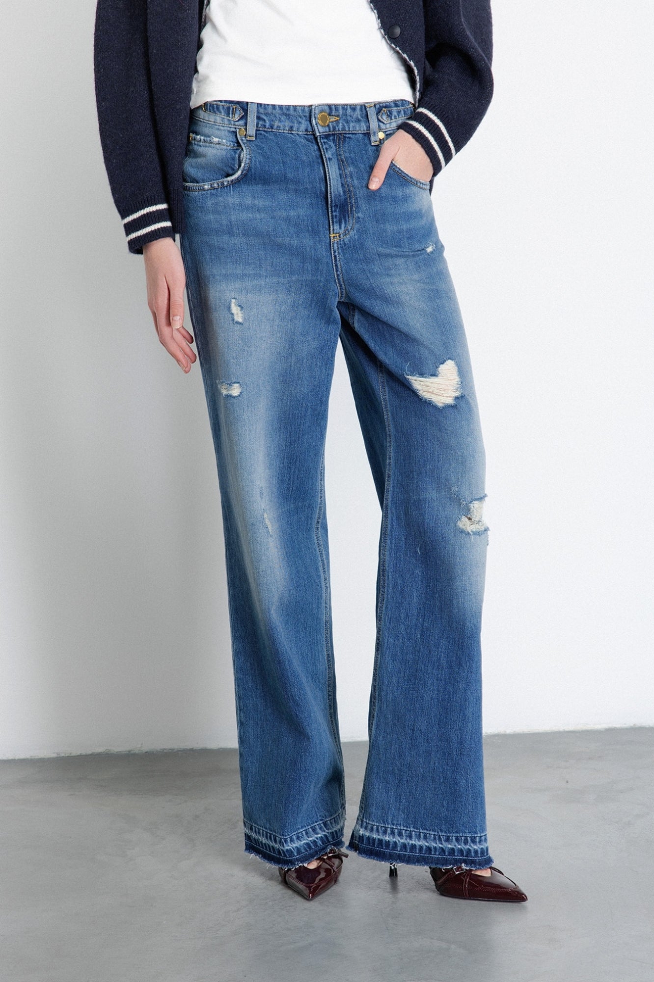 GAELLE PARIS Pantalone Donna Denim Logo-Blu