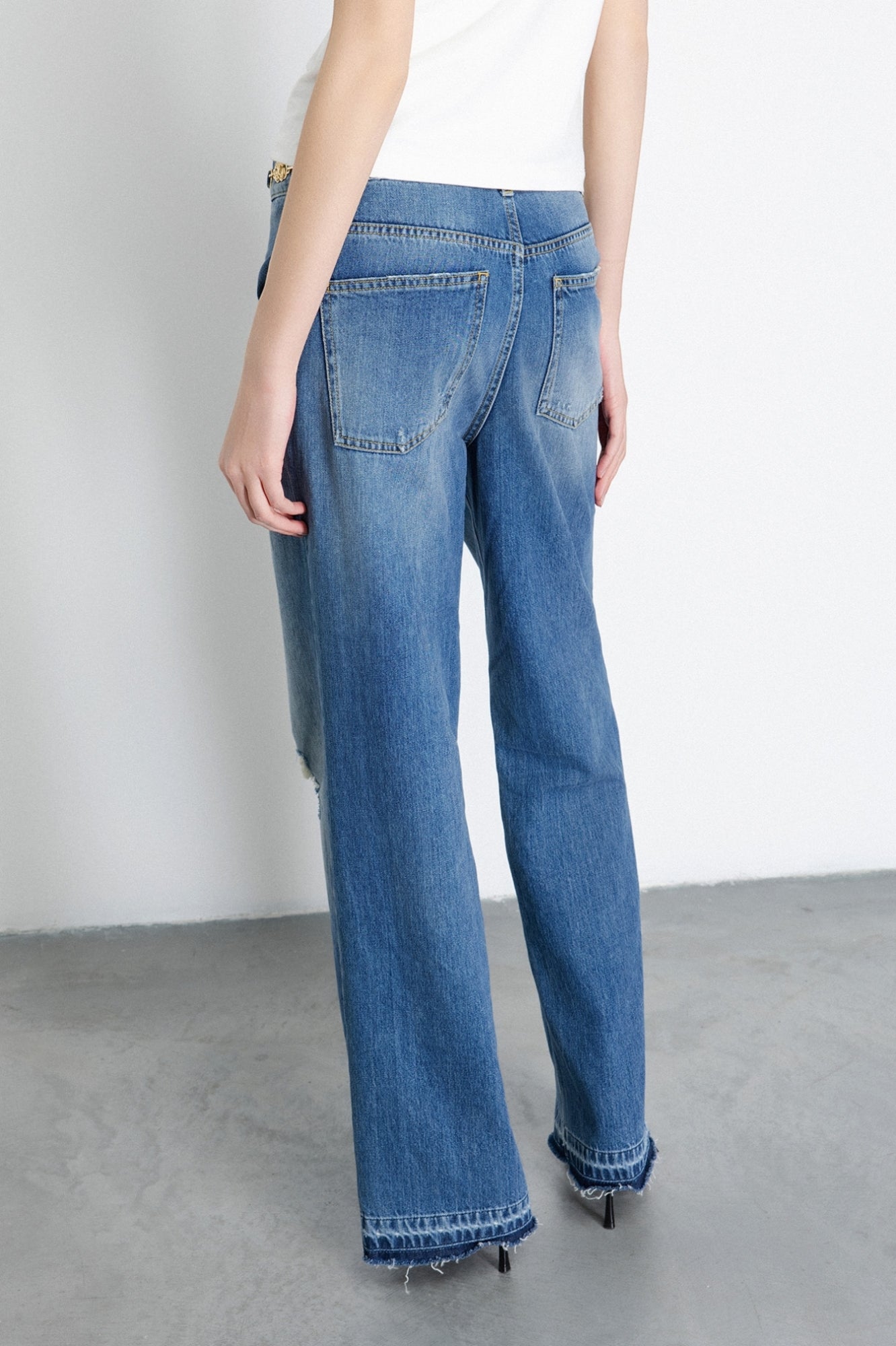 GAELLE PARIS Pantalone Donna Denim Logo-Blu