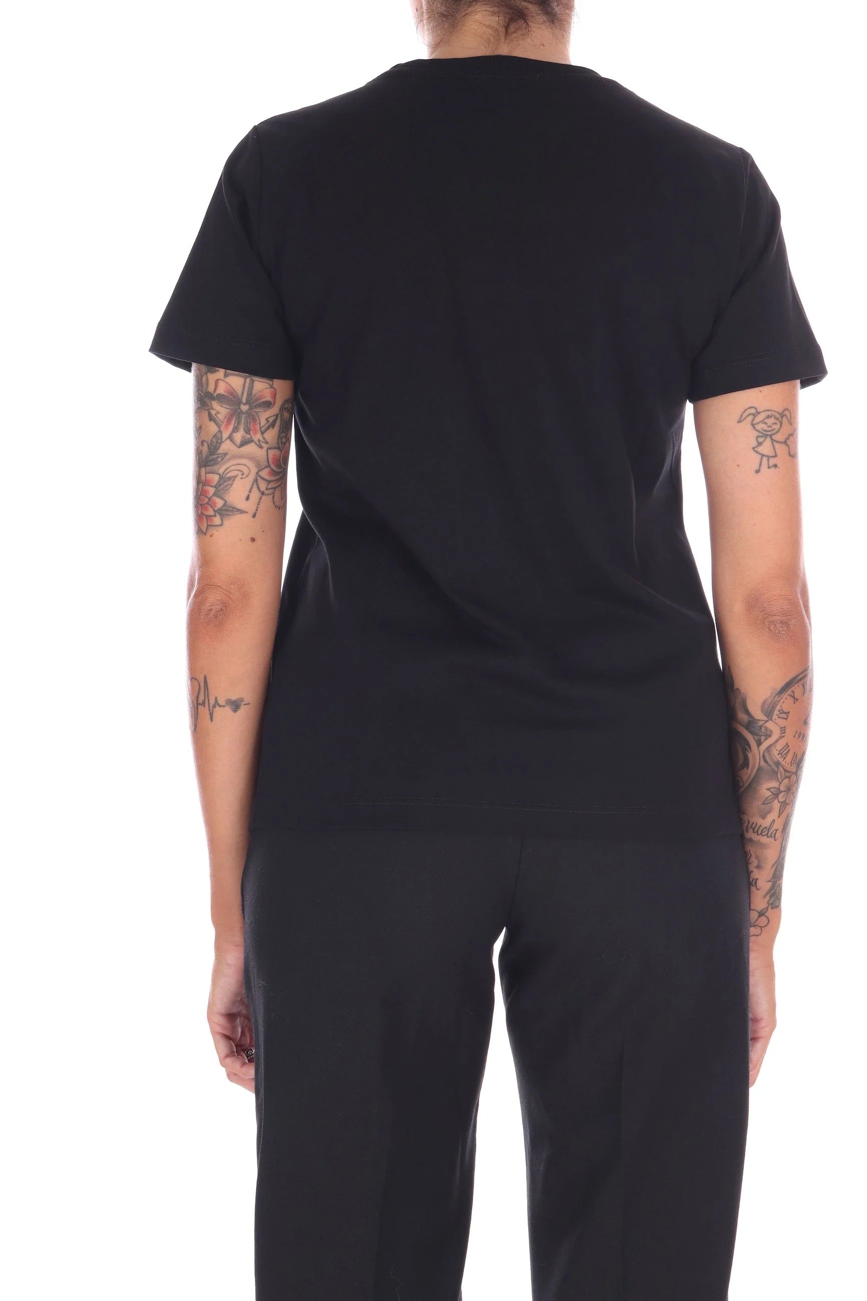 GAELLE PARIS T-shirt Donna Ricamo Logo Strass-Nero