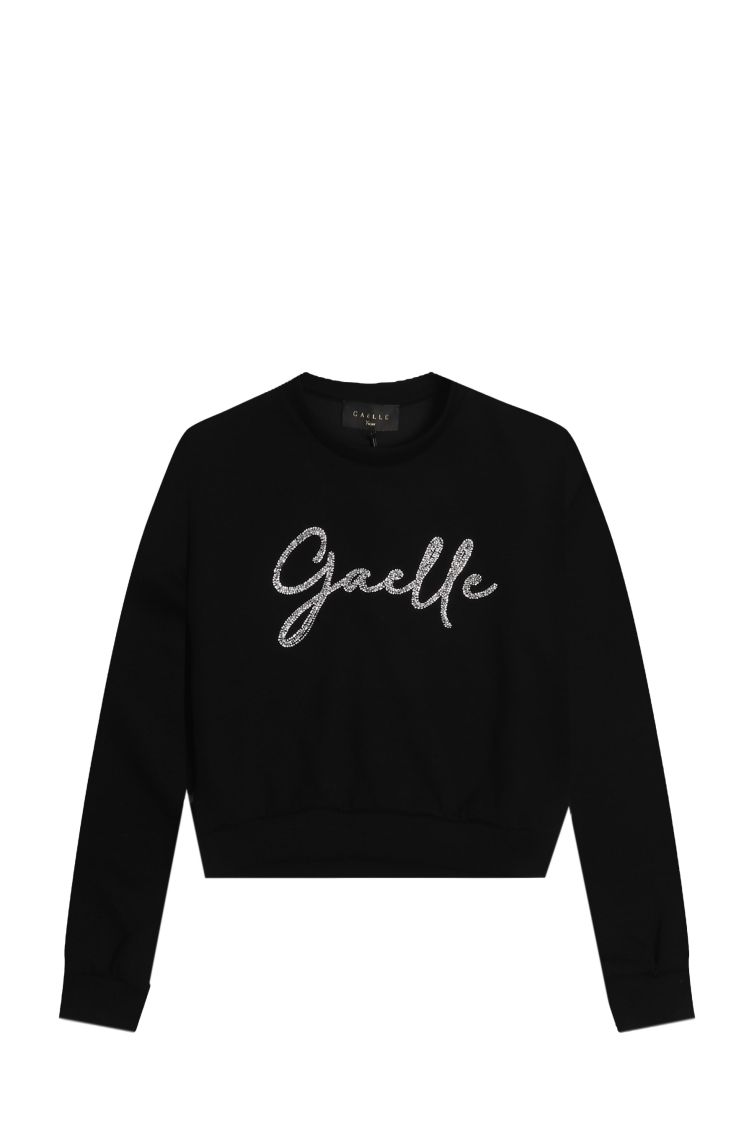 GAELLE PARIS Felpa Donna Ricamo Logo Strass-Nero